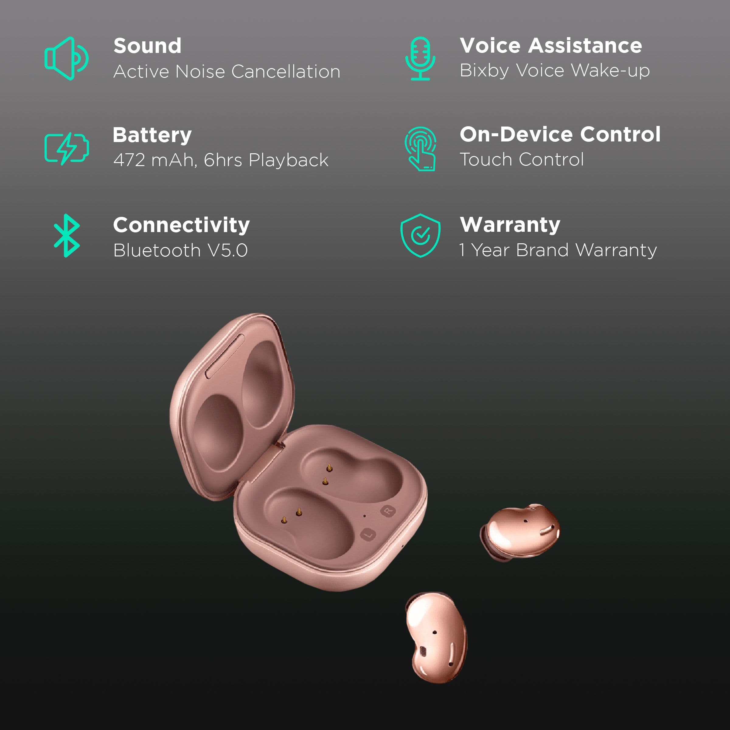 Samsung Galaxy Buds Live In-Ear Truly Wireless Earbuds with Bluetooth 5.0 (Mystic Bronze)