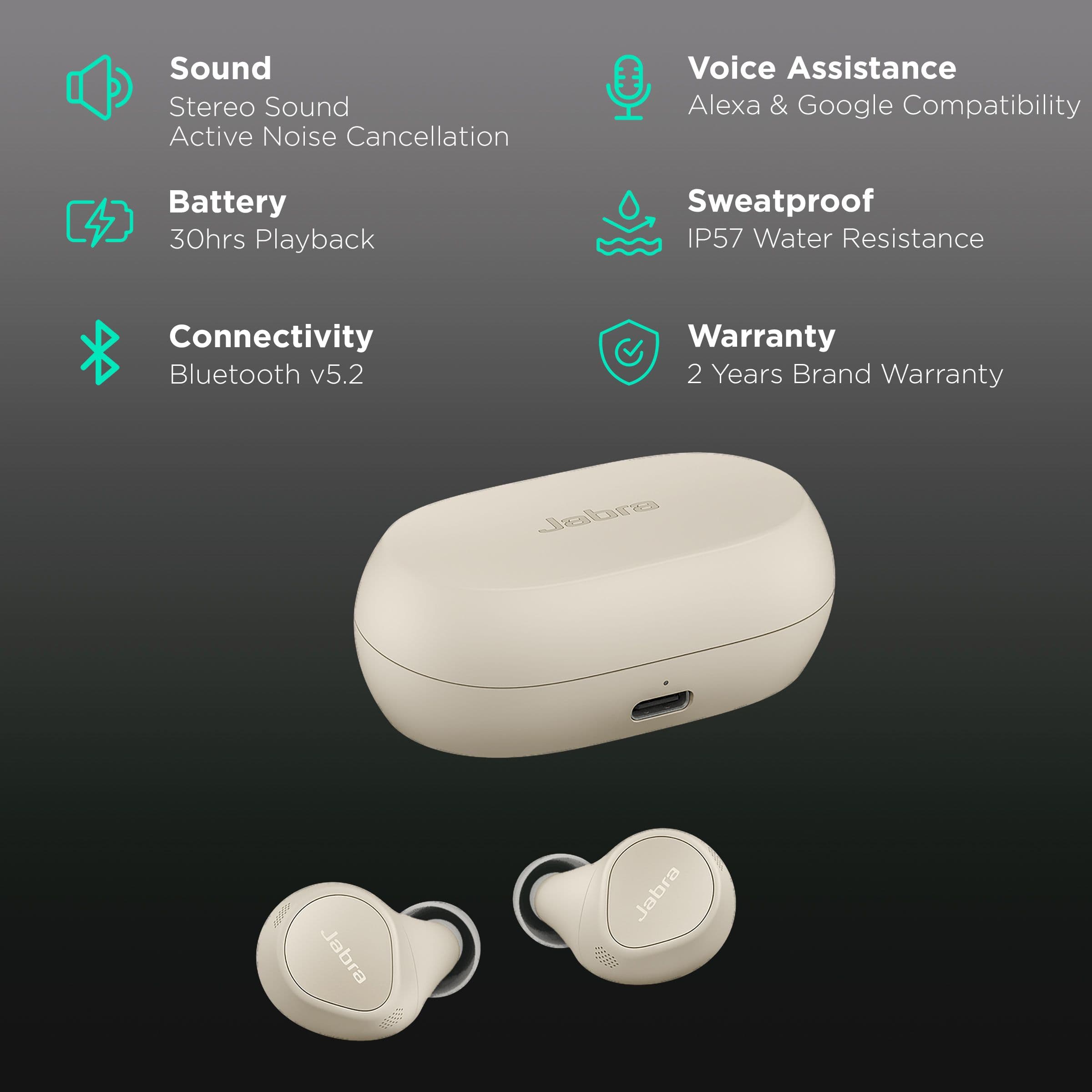 Jabra Elite 7 Pro 100-99172005-40 TWS Earbuds with Active Noise Cancellation (IP57 Water, Sweat & Dustproof, 30 Hours Playback, Gold Beige)
