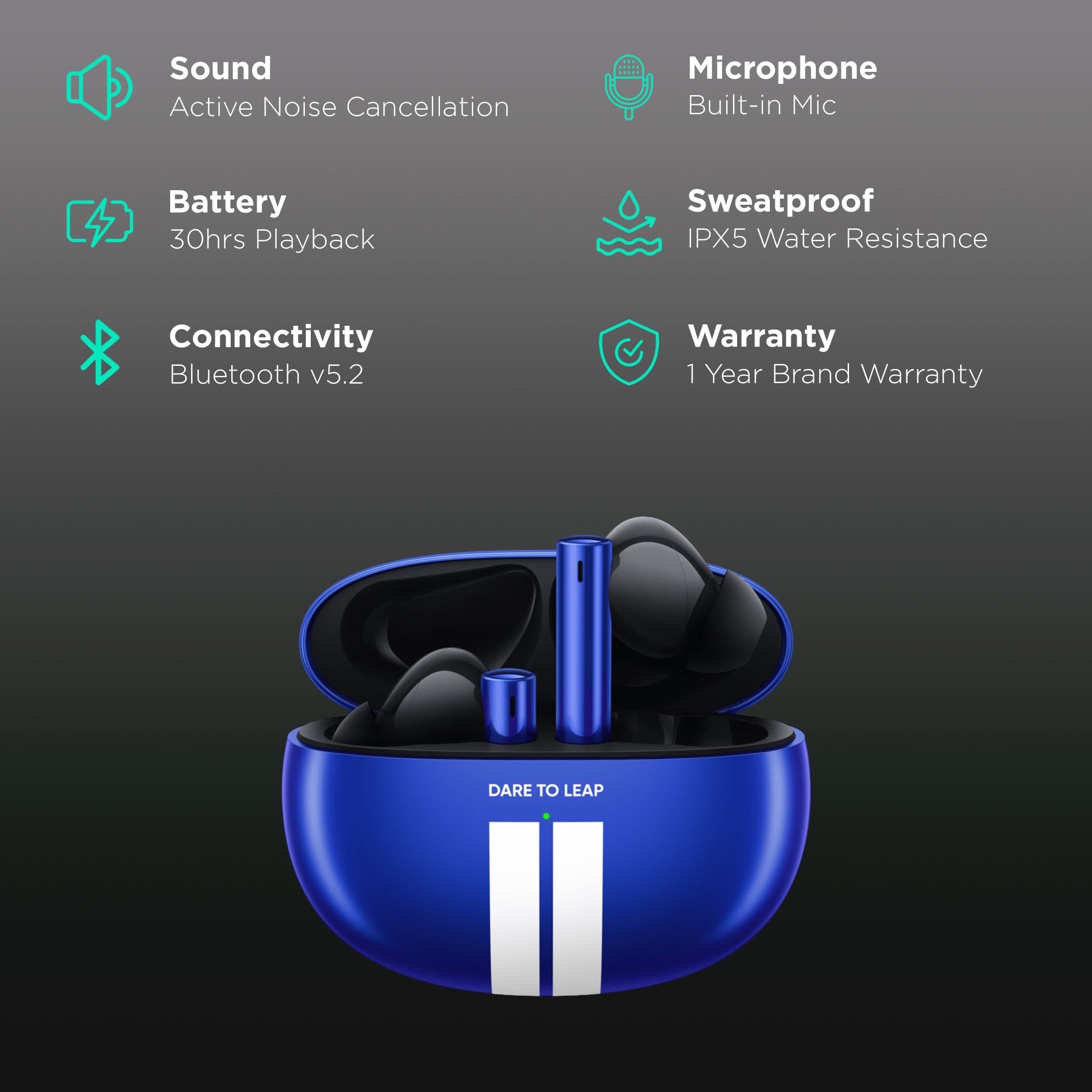 Realme Buds Air 3 In-Ear Active Noise Cancellation Truly Wireless Earbuds with Mic (Bluetooth 5.2, IPX5 Water Resistant, RMA2105, Nitro Blue)