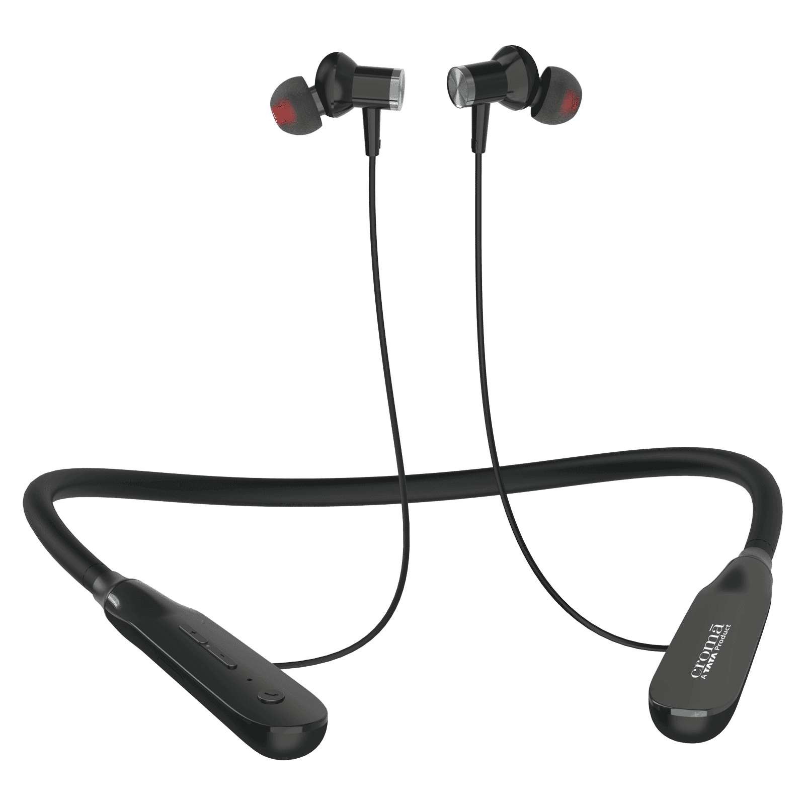 Croma CRSE020EPA0302 Neckband with Environmental Noise Cancellation (IPX4 Water Resistant, 20 Hours Playback, Black)