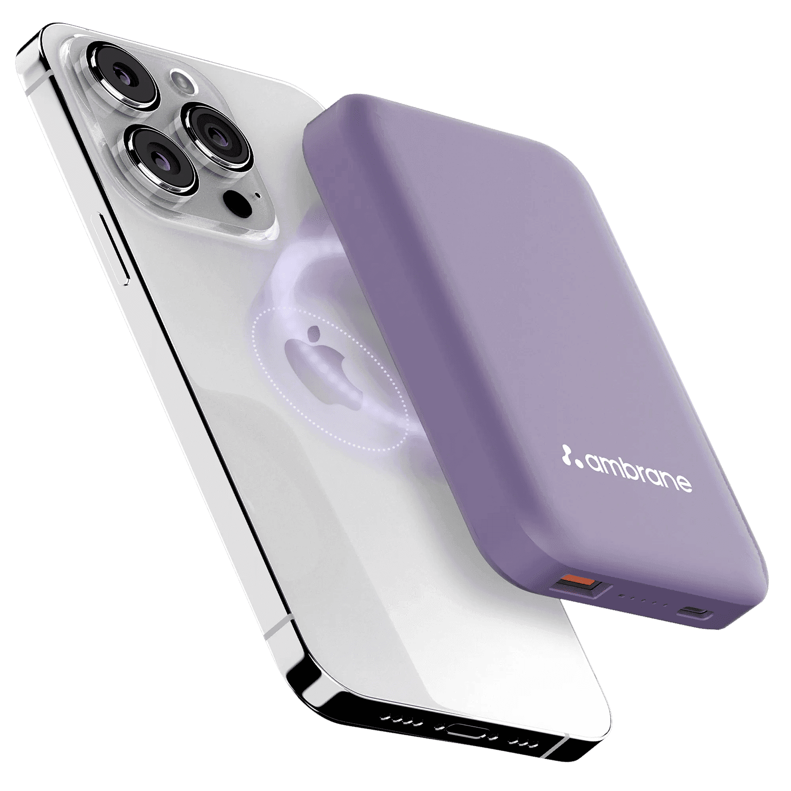 ambrane Aerosync PB 12 10000 mAh 22.5W Fast Charging Power Bank (1 Type A Port, 1 Type C Port, Rubberized Coating, Wireless Charging, Purple)