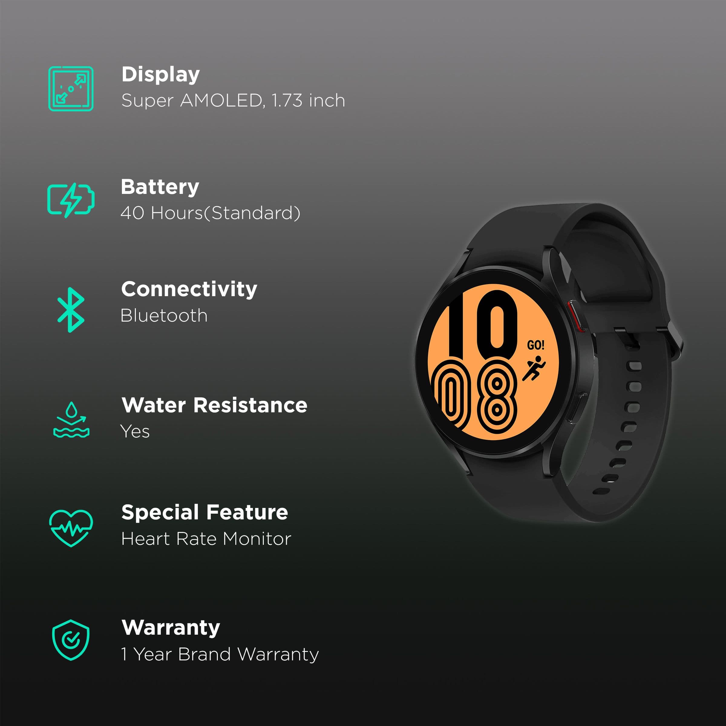 SAMSUNG Galaxy Watch4 Smartwatch with Activity Tracker (44mm Super AMOLED Display, Water Resistant, Black Strap)