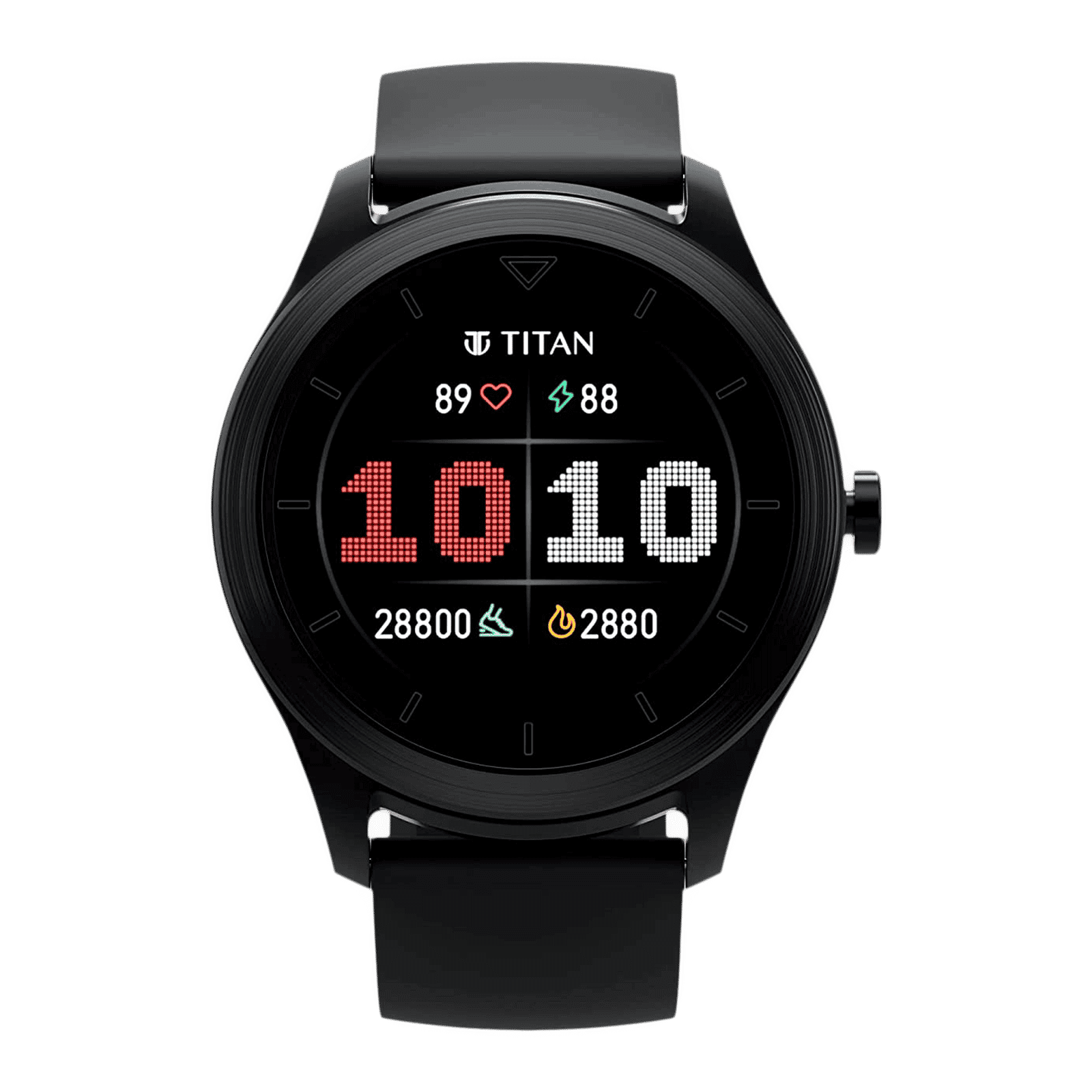 Titan Smart Touch Smartwatch with Built-in Alexa (33.52mm Immersive Crystal Display, Water Resistant, Black Strap)
