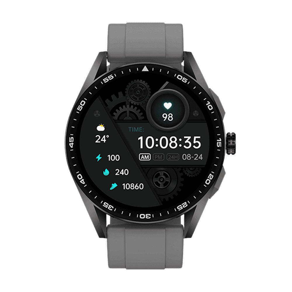 Fire-Boltt Invincible Plus Smartwatch with Bluetooth Calling (36.32mm AMOLED Display, IP67 Water Resistant, Dark Grey Strap)