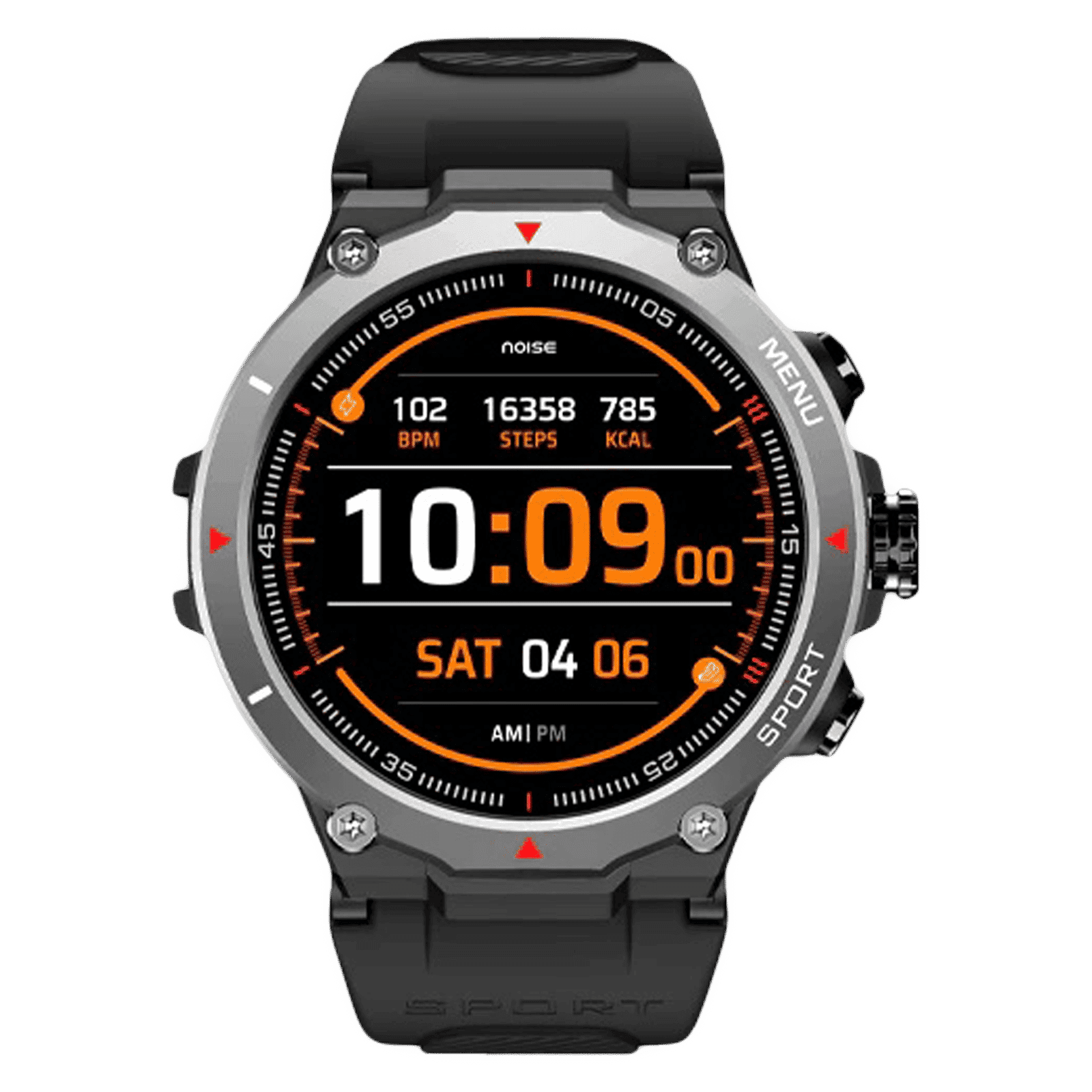 Noise NoiseFit Force Smartwatch with Bluetooth Calling (33.52mm IPS Display, IP67 Water Resistant, Jet Black Strap)