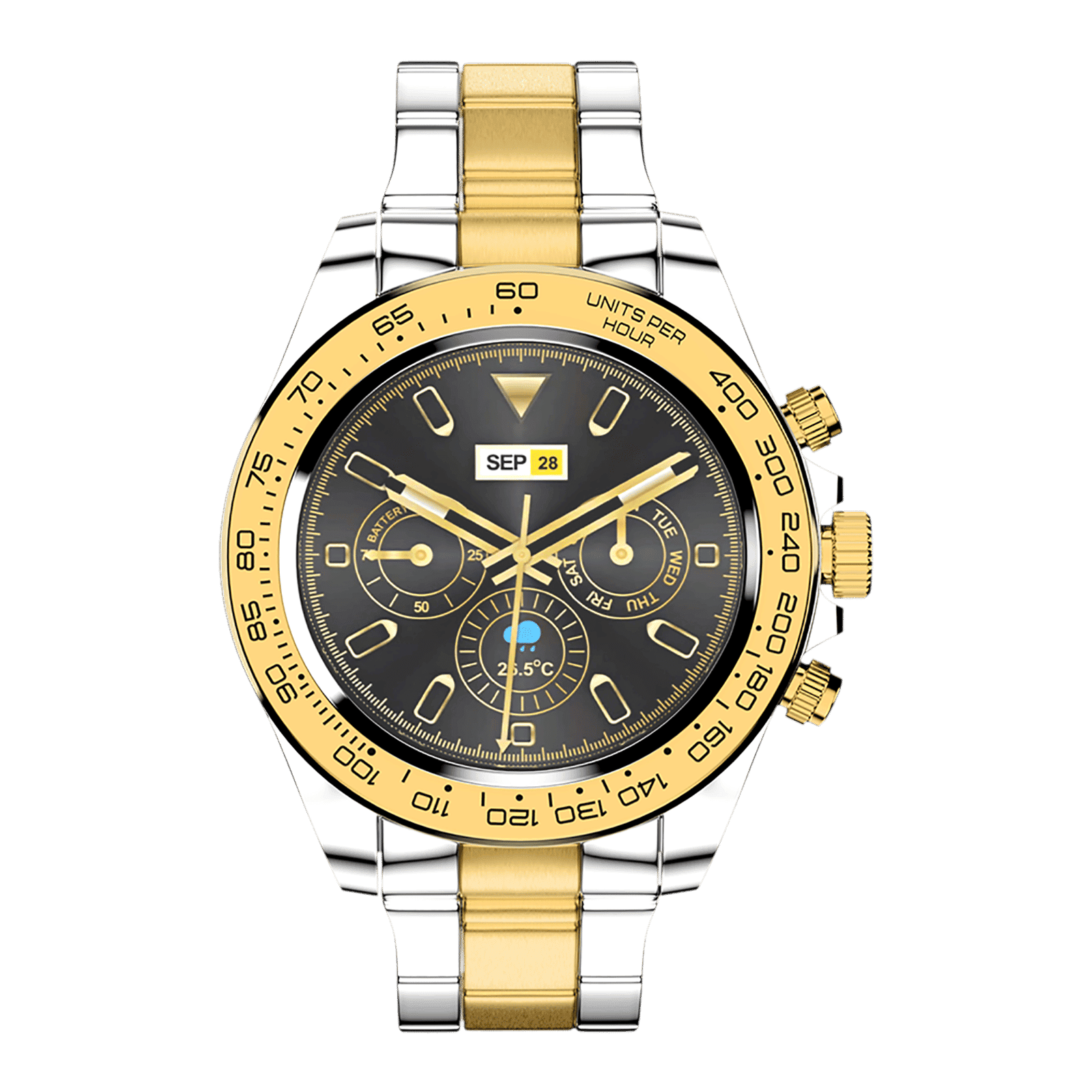Fire-Boltt Blizzard BSW087 Smartwatch with Bluetooth Calling (32.51mm HD Display, IP67 Water Resistant, Gold/Silver Strap)