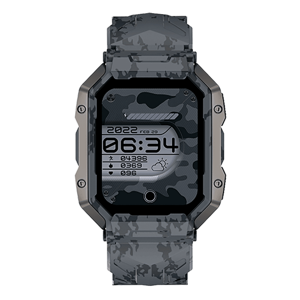 FIRE-BOLTT Cobra Smartwatch with Bluetooth Calling (45.21mm AMOLED Display, IP68 Water Resistant, Camo Black Strap)