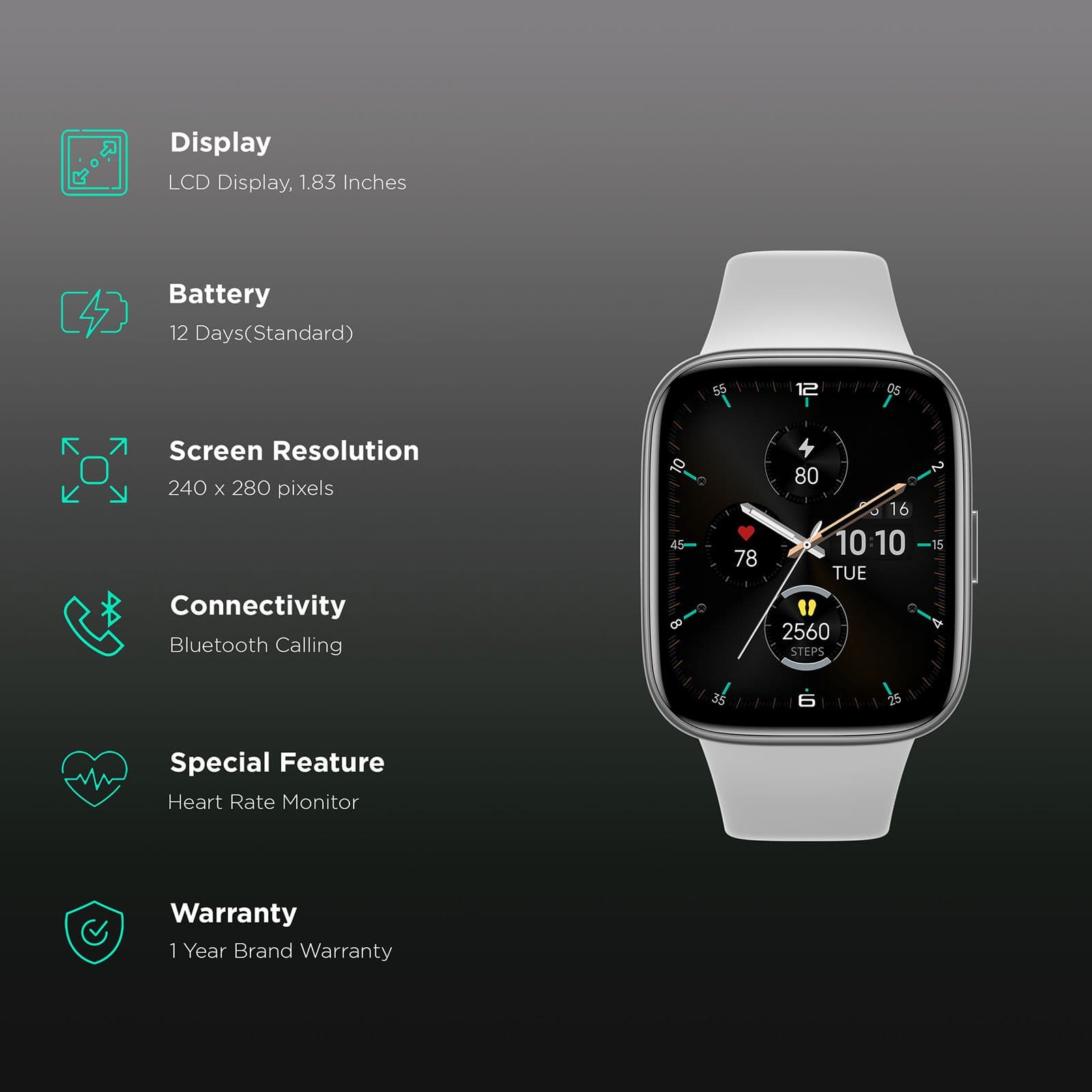 Redmi Watch 3 Active Smartwatch with Bluetooth Calling (46.4mm LCD Display, 5ATM Water Resistant, Platinum Grey Strap)