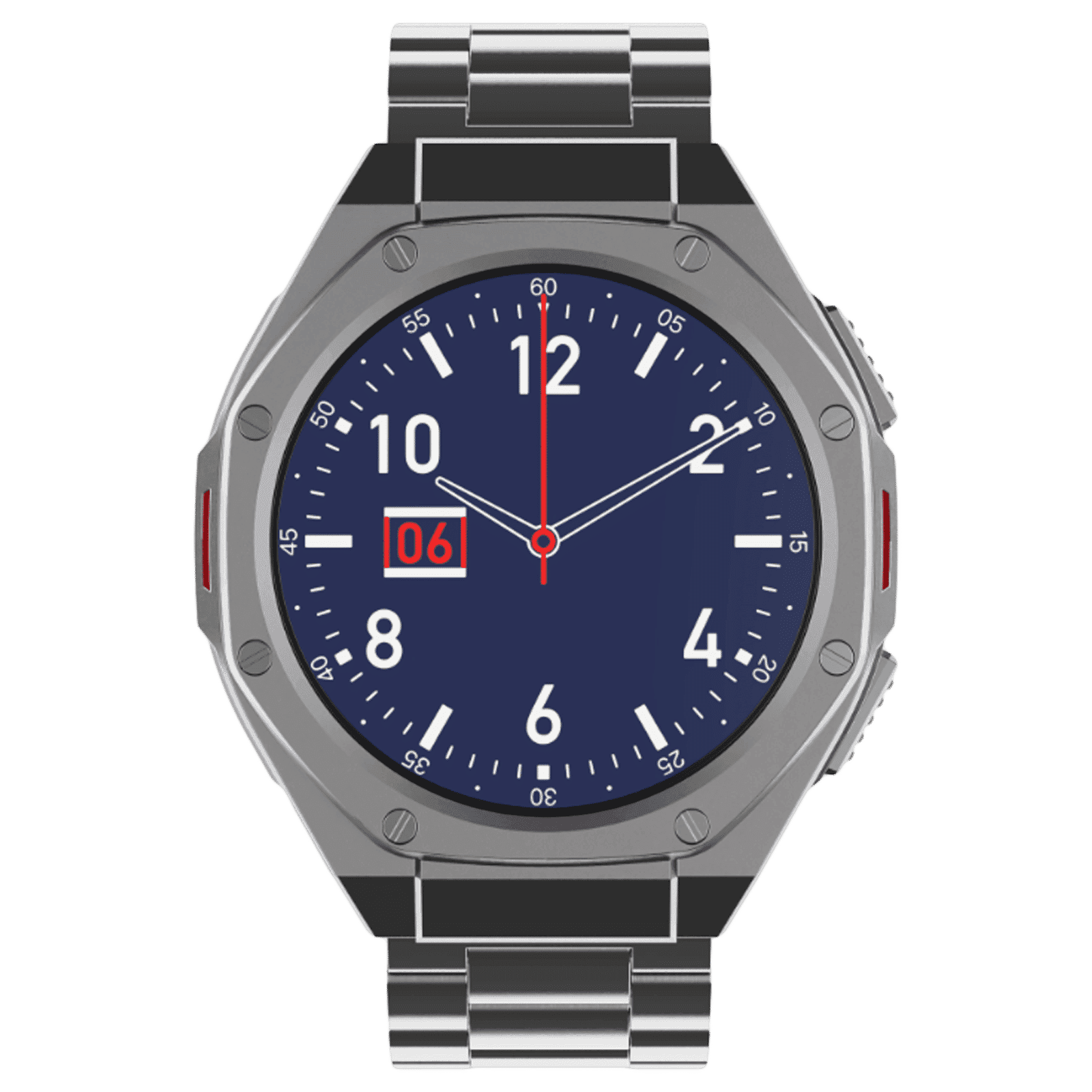 boAt Enigma X600 Smartwatch with Bluetooth Calling (42mm, AMOLED Display, IP68 Water Resistant, Classic Silver Strap)