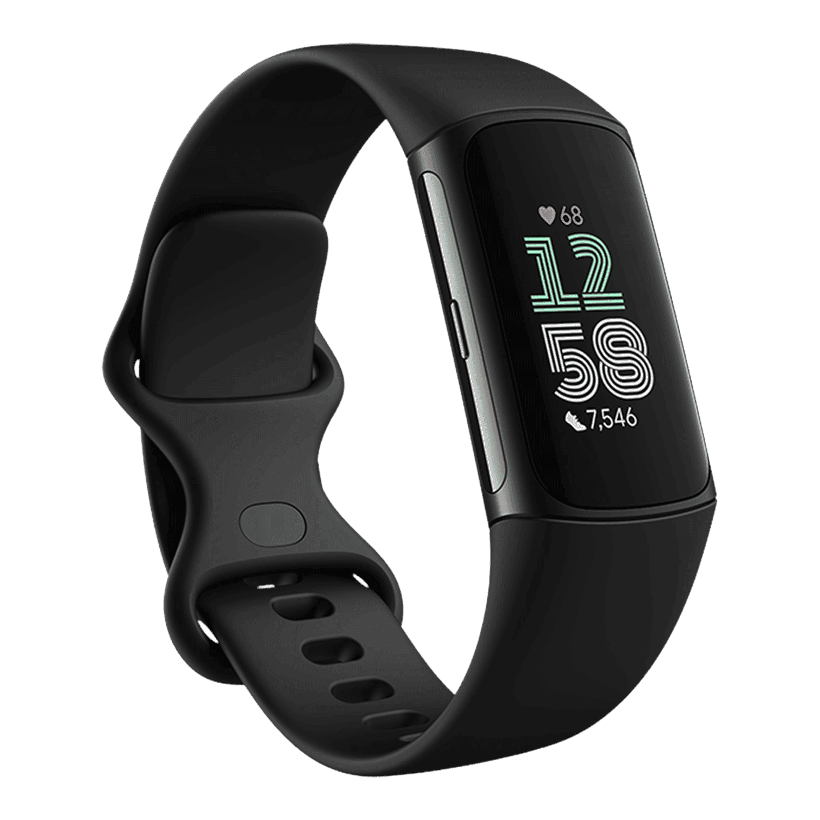 fitbit Charge 6 Fitness Tracker with Stress Management (1.03 Inch, 5ATM Water Resistance, Obsidian & Black Aluminium Strap)