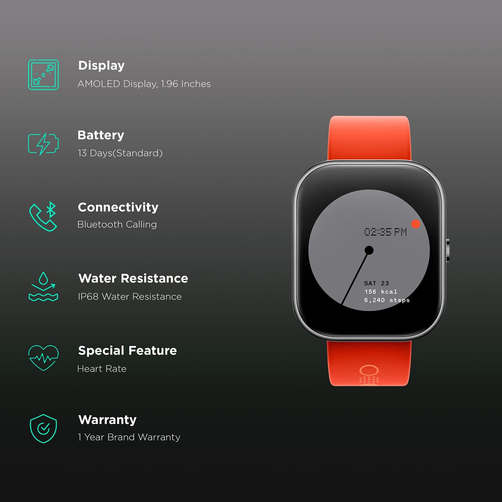 Nothing Watch Pro Smartwatch with Bluetooth Calling (49.78mm AMOLED Display, IP68 Water Resistant, Orange Strap)