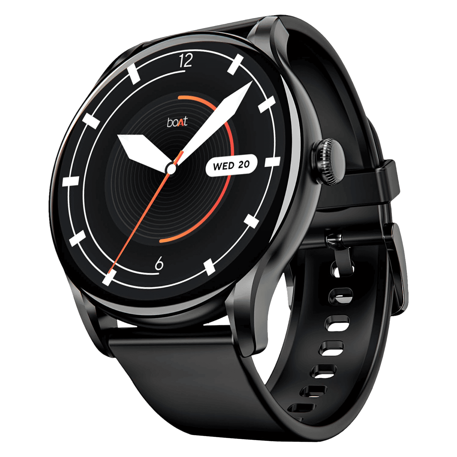 boAt Lunar Connect Ace Smartwatch with Bluetooth Calling (36.32mm AMOLED Display, IP68 Dust, Sweat & Water Resistant, Charcoal Black Strap)