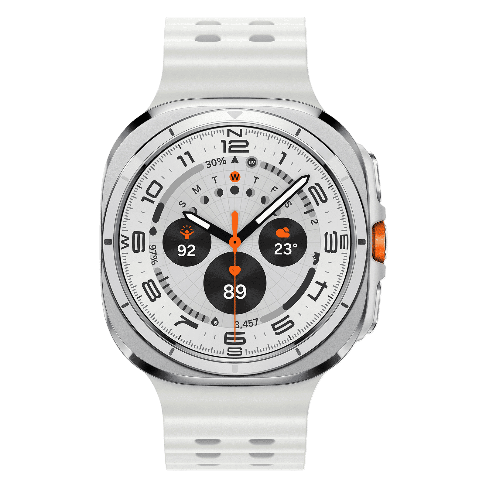 SAMSUNG Galaxy Watch Ultra Wi-Fi+4G SIM Wear OS Smartwatch (37.3mm Super AMOLED Display, 3nm Processor, Dual-Frequency GPS, White Strap)