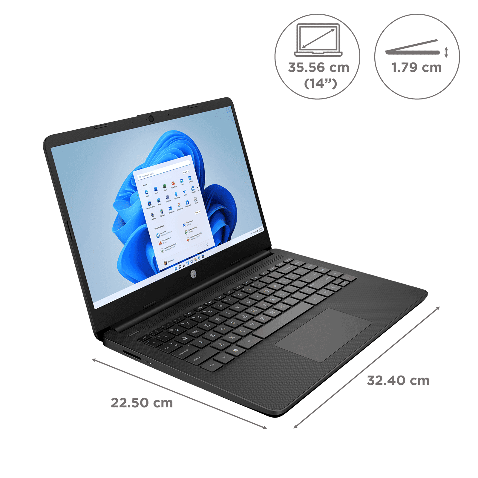 HP 14s-dq3032TU Intel Celeron (14 inch, 8GB, 256GB, Windows 11, MS Office, Intel UHD Graphics, HD IPS Display, Jet Black, 637S3PA#ACJ)