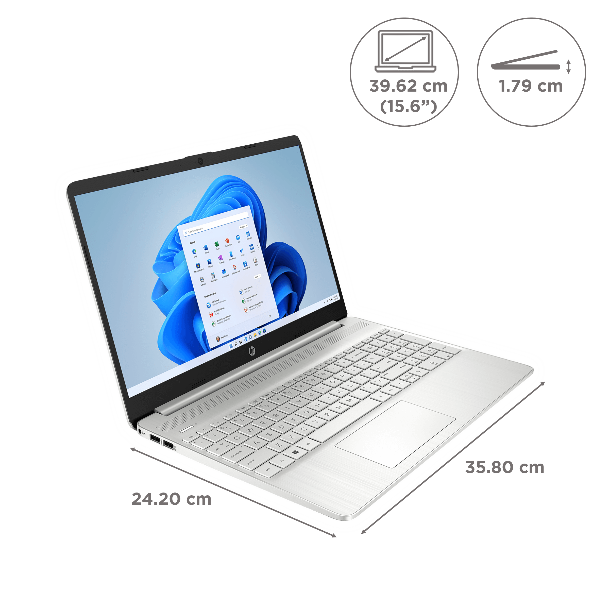 HP 15s-fq2672TU Intel Core i3 11th Generation (15.6 inch, 8GB RAM, 512GB ROM, Windows 11, MS Office Home & Student 2021, Intel UHD Graphics, Natural Silver, 6N045PA#ACJ)