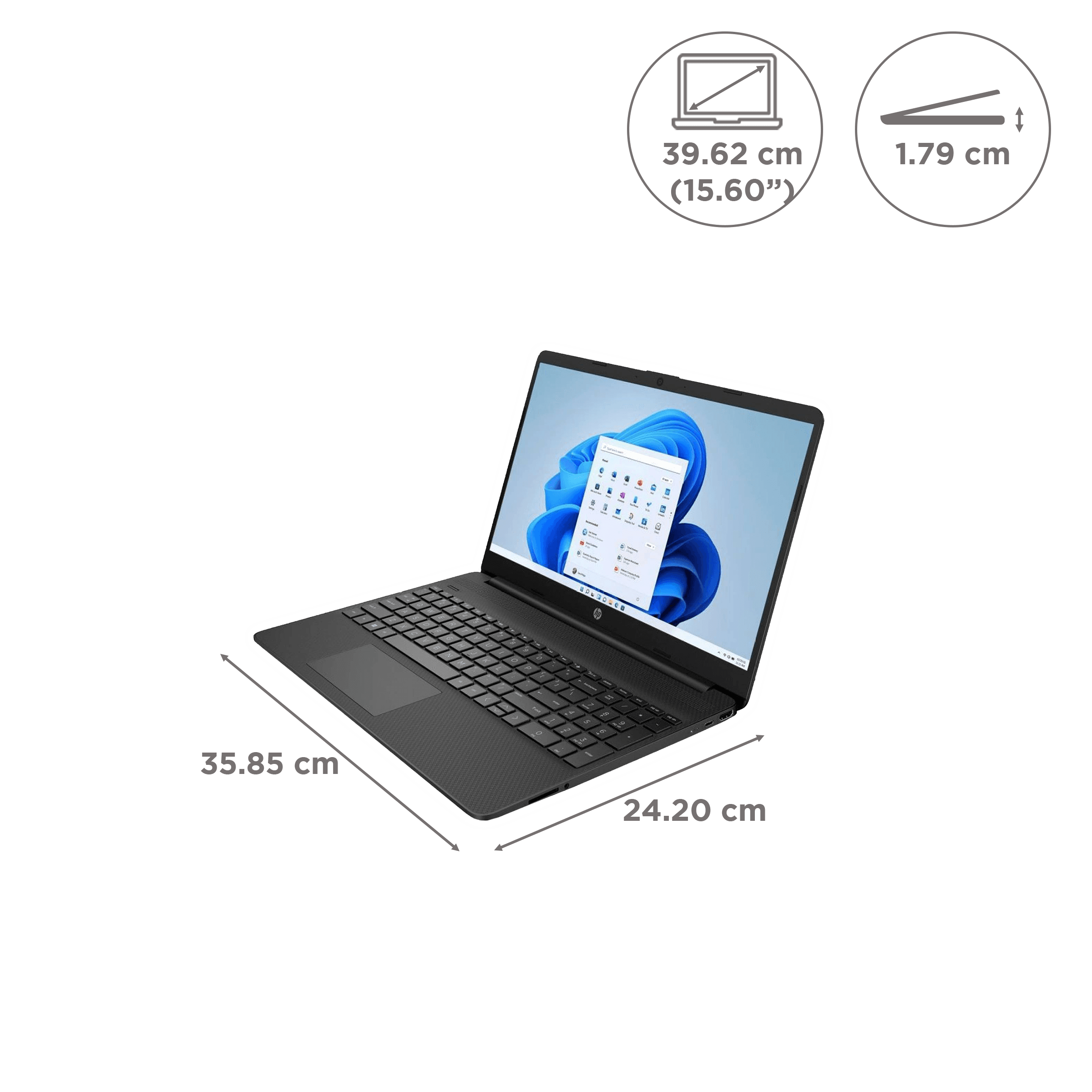 HP 15s-eq1559AU AMD Athlon Silver (15.6 inch, 8GB, 512GB, Windows 11, MS Office 2021, AMD Radeon, HD Display, Jet Black, 6P9A3PA#ACJ)
