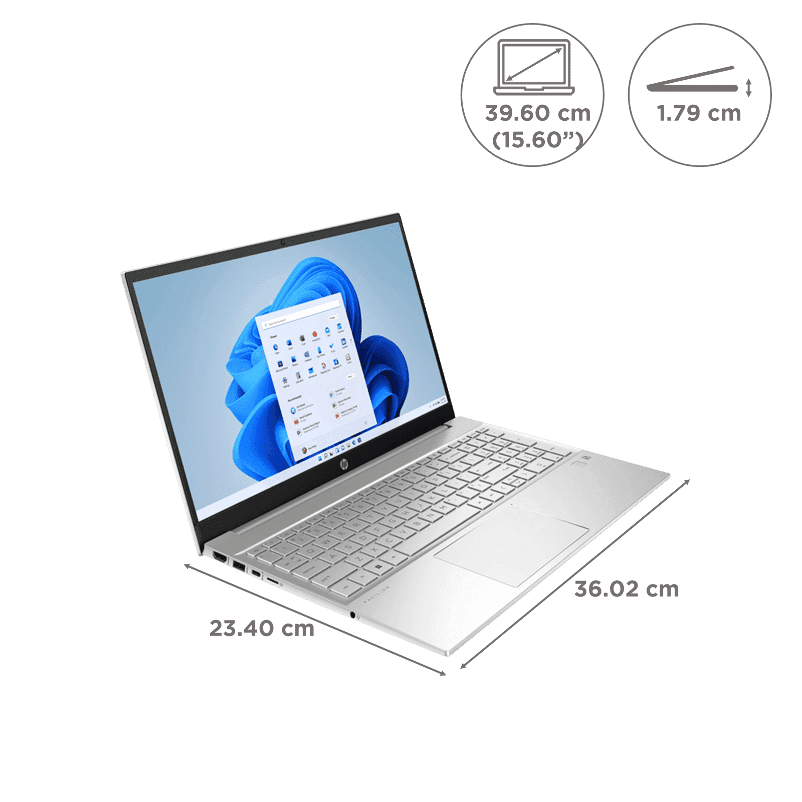 HP Pavilion 14-ec1005AU Intel Core i5 12th Gen (15.6 inch, 16GB, 512GB, Windows 11, Intel Iris Xe, Full HD IPS Display, Natural Silver, 7G761PAACJ)