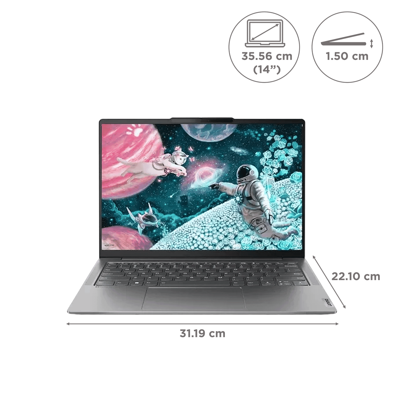 Lenovo Yoga Slim 6 14IRH8 Intel Core i5 13th Gen (14 inch, 16GB, 1TB, Windows, MS Office 2021, Intel Iris Xe, OLED Display, Metallic Grey, 83E00015IN)