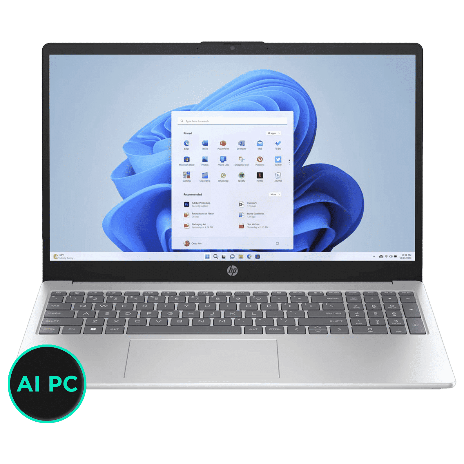 HP FD1098TU Intel Core Ultra 5 Thin and Light Laptop (8GB, 512GB SSD, Windows 11 Home, 15.6 inch Full HD Display, MS Office 2021, Natural Silver, 1.59...