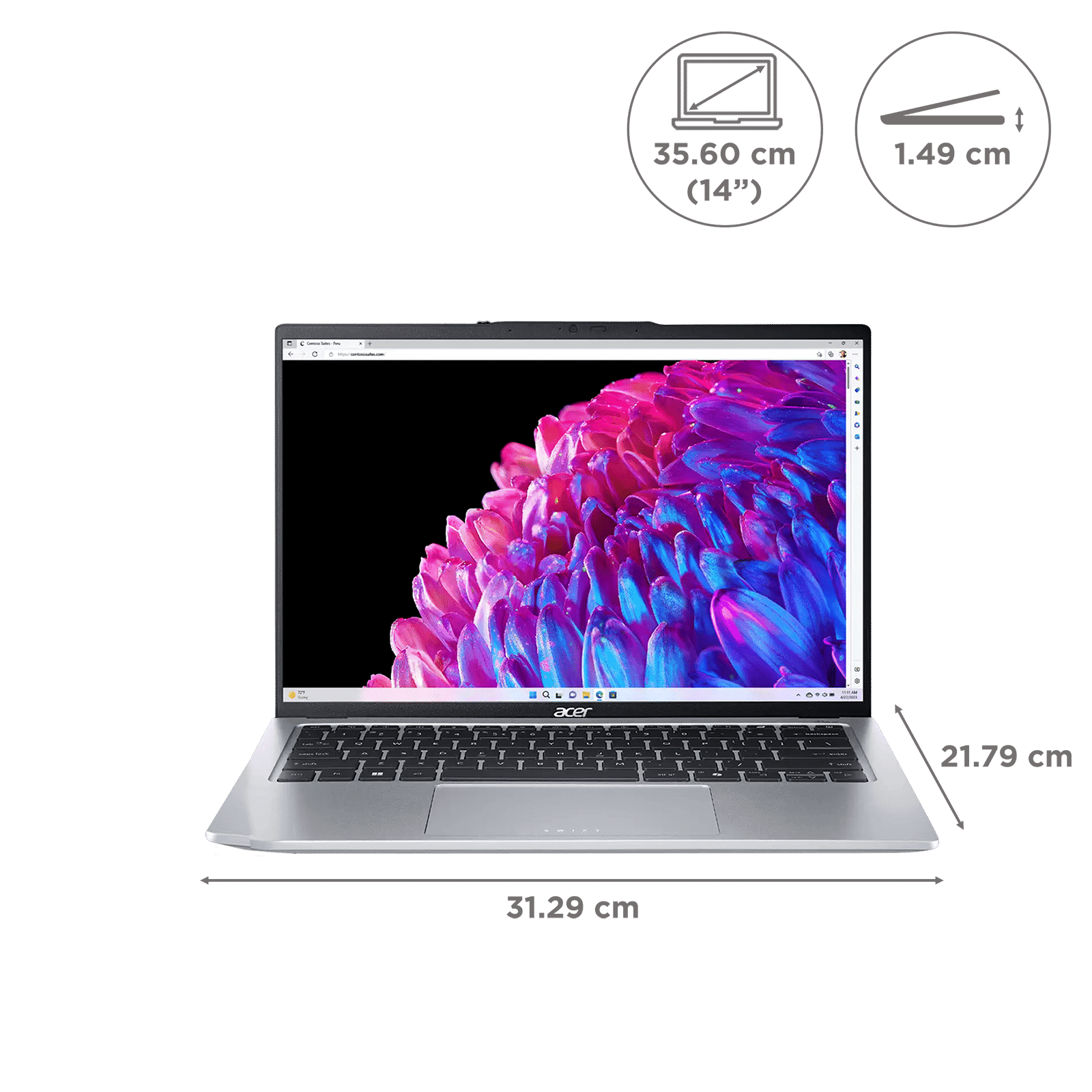 acer Swift Go 14 SFG14-73T Intel Core Ultra 7 Touchscreen Thin & Light Laptop (16GB, 1TB SSD, Windows 11 Home, 14 inch OLED IPS Display, MS Office, Pu...