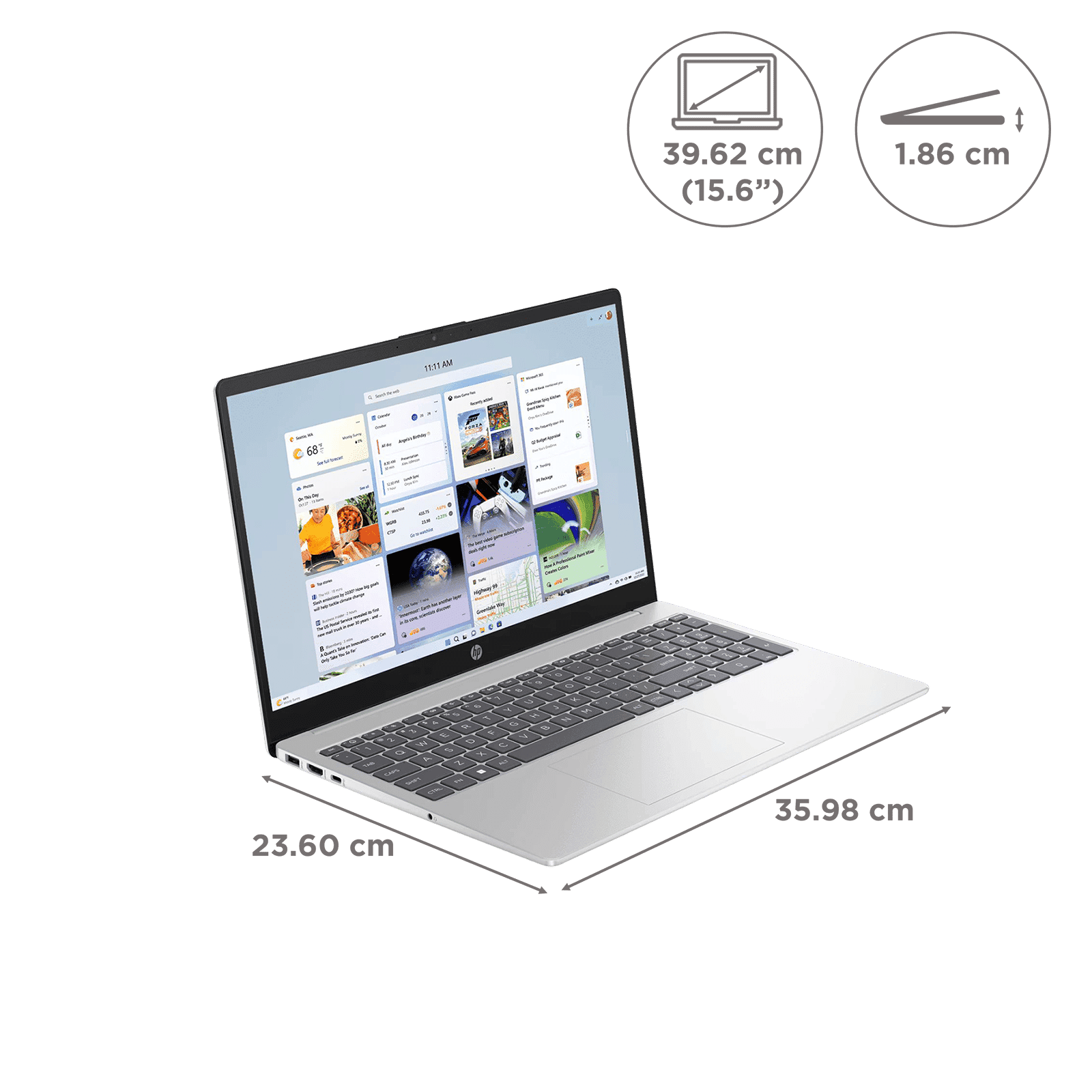 HP 15-fd0221TU Intel Core i5 13th Gen Business Laptop (16GB, 512GB SSD, Windows 11 Home, 15.6 inch Full HD Display, MS Office 2021, Natural Silver, 1....