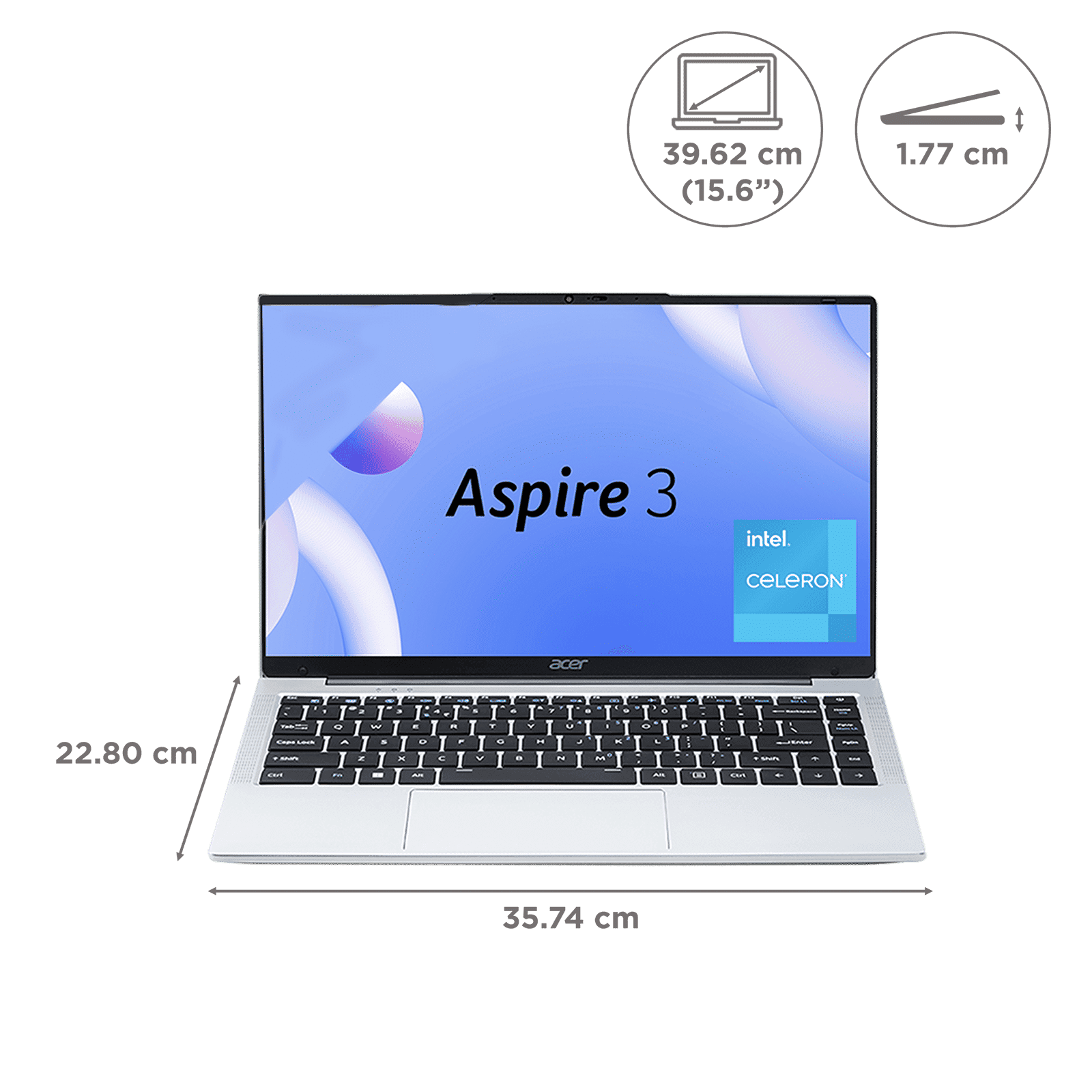 acer Aspire 3 A325-45 Intel Celeron N4500 Thin & Light Laptop (8GB, 512GB SSD, Windows 11 Home, 15.6 inch Full HD LED Backlit Display, Pure Silver, 1....