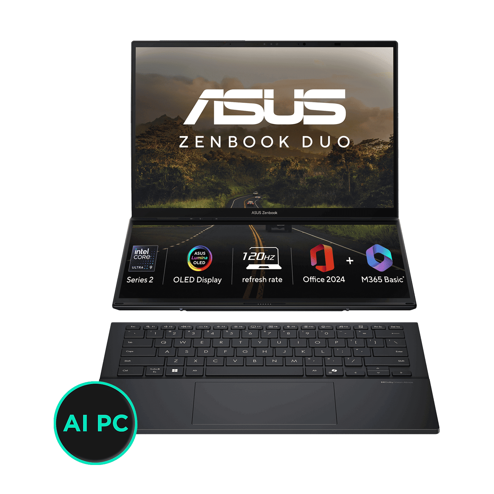 ASUS Zenbook Duo Intel Core Ultra 9 285H Touchscreen Laptop (32GB, 1TB SSD, Windows 11 Home, 14 inch OLED Display, MS Office Home 2024, Inkwell Gray, ...