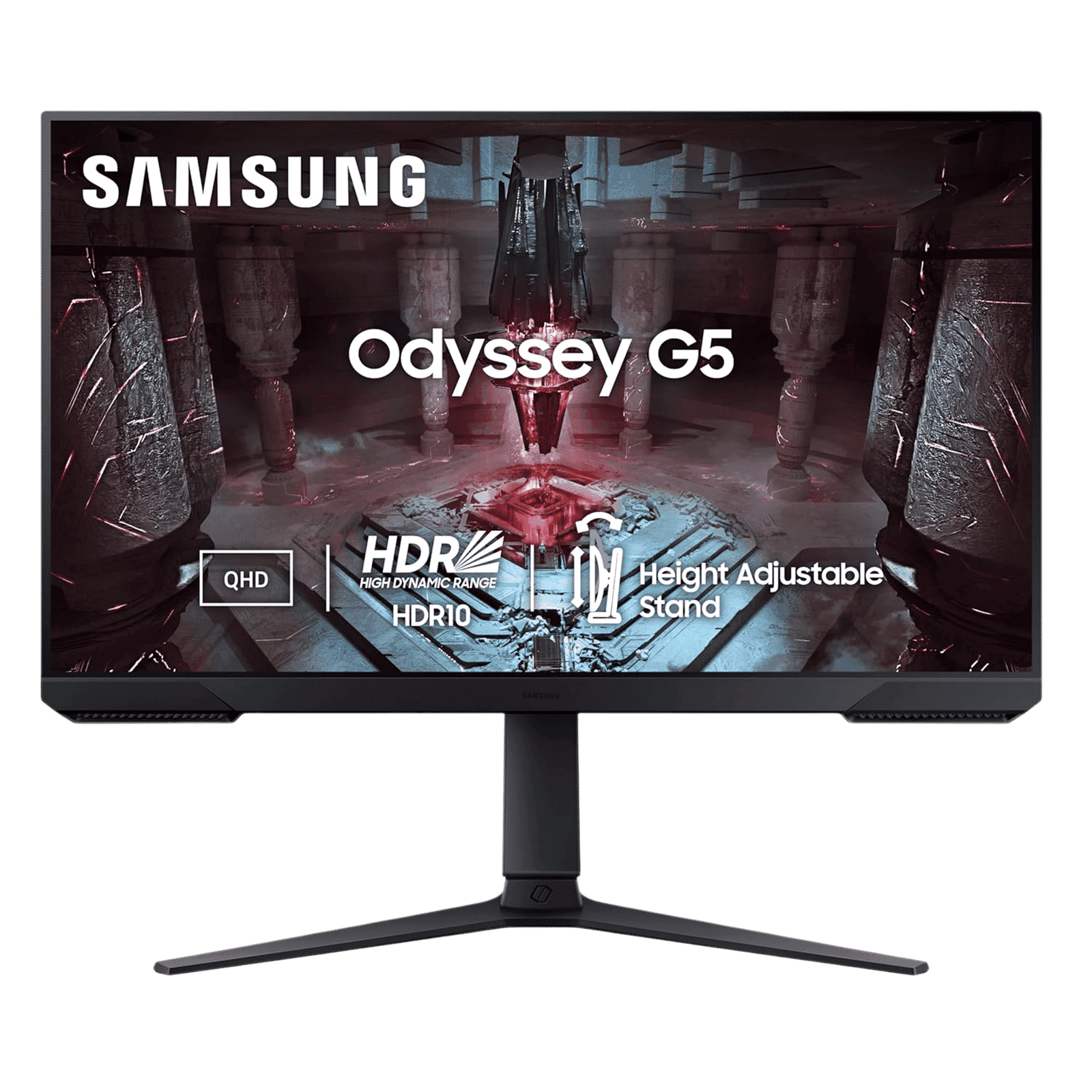 SAMSUNG Odyssey G5 63.5 cm (27 inch) QHD VA Panel Height Adjustable Gaming Monitor with AMD FreeSync Premium