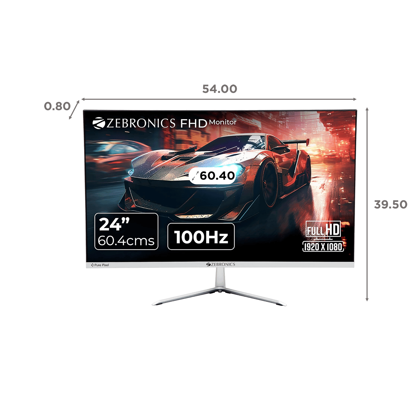 ZEBRONICS MT120 60.4 cm (24 inch) Full HD VA Panel LED Ultra Slim Flat Gaming Monitor with Built-in Speaker