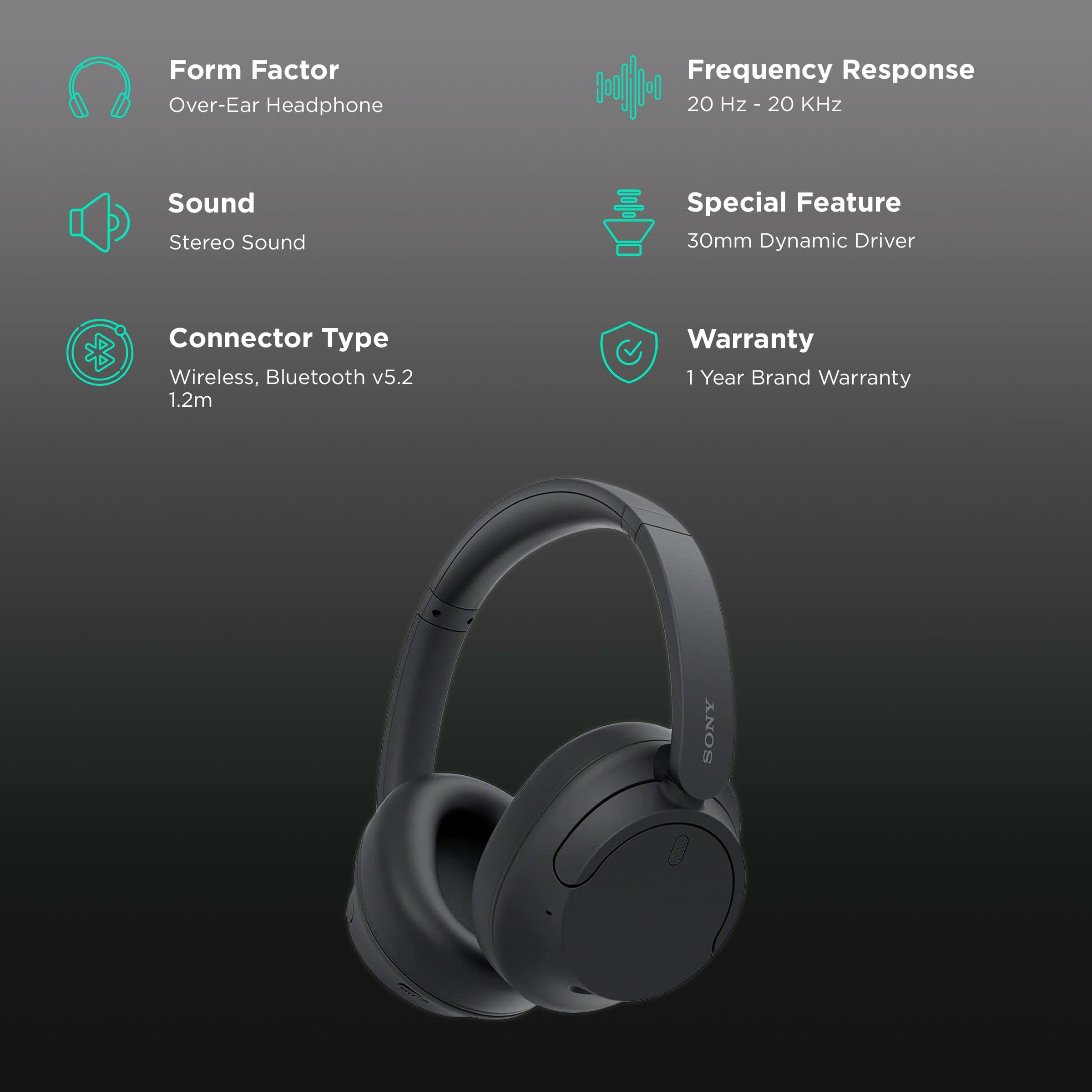 SONY WH-CH720N Bluetooth Headphone with Mic (Dual Noise Sensor Technology, Over Ear, Black)