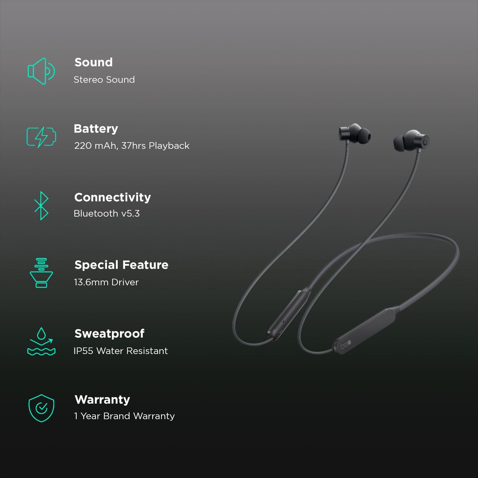 Nothing CMF Pro Neckband with Active Noise Cancellation (IP55 Water Resistant, Ultra Bass Technology, Dark Grey)