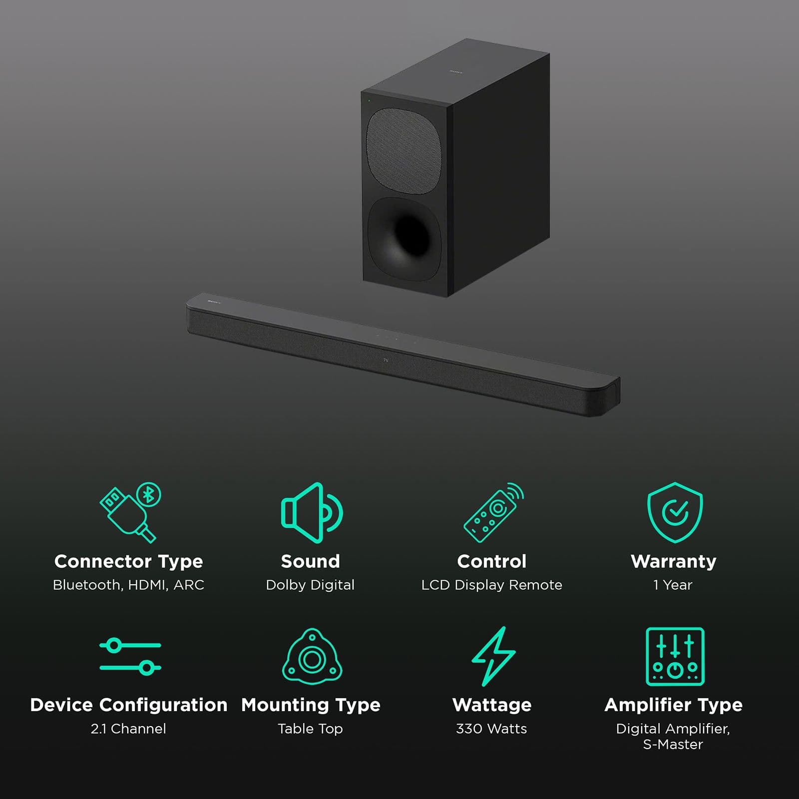 SONY 2.1 Channel 330 Watts SoundBar with Wireless Subwoofer (Virtual Sound Technology, HT-S400, Black)