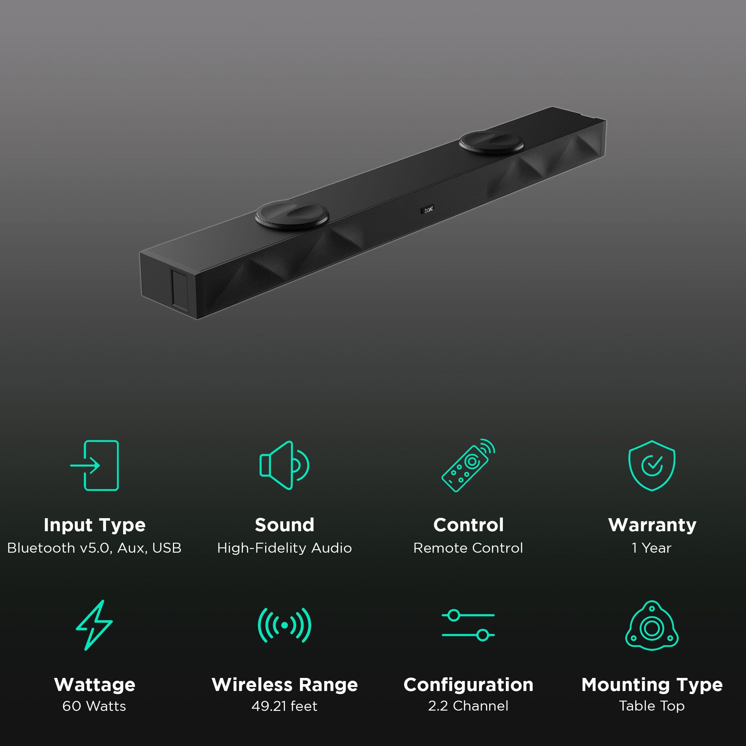 boAt Avante Bar Bluetooth Soundbar with Remote (Pitch Black)