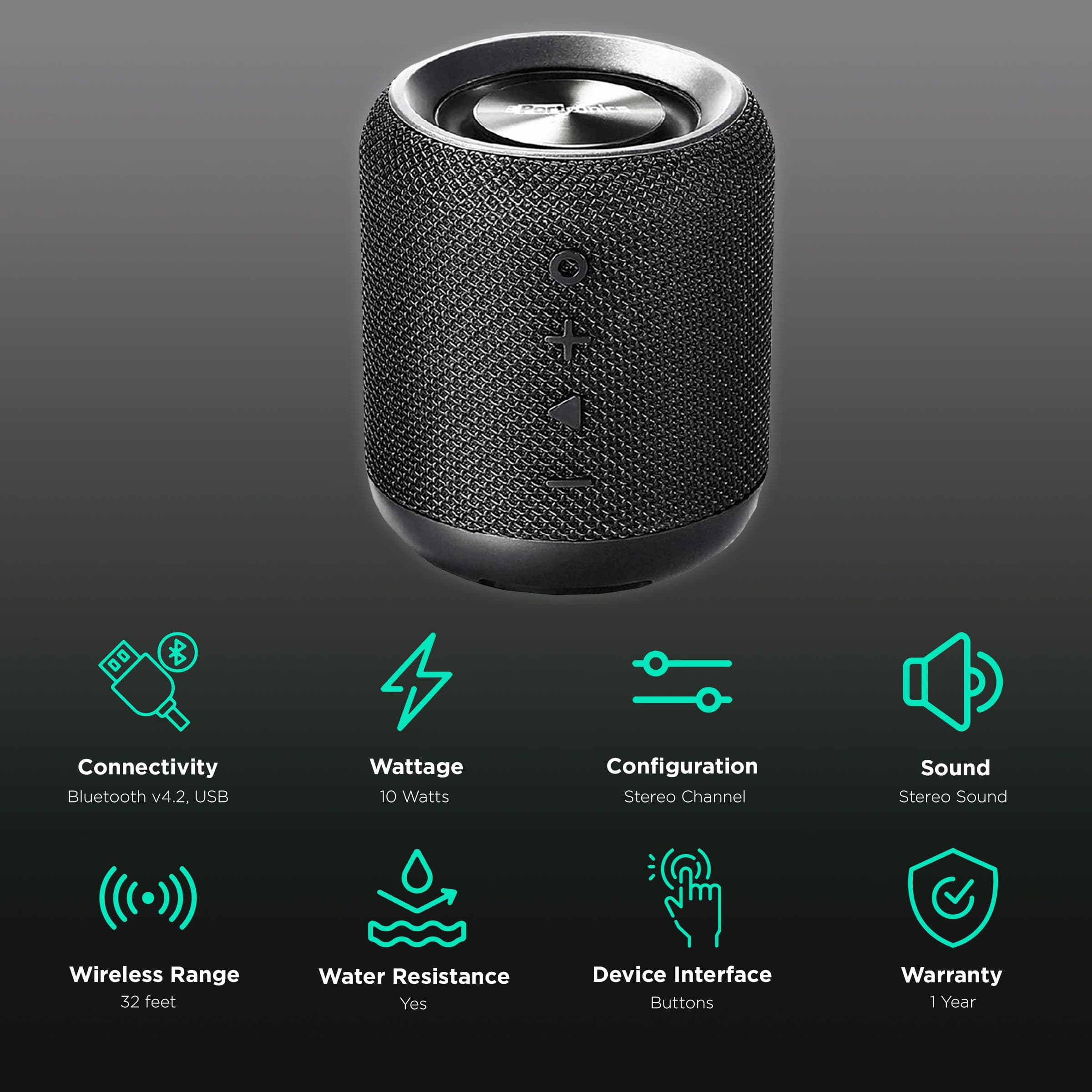 Portronics SoundDrum Bluetooth Speaker (POR 871, Black)