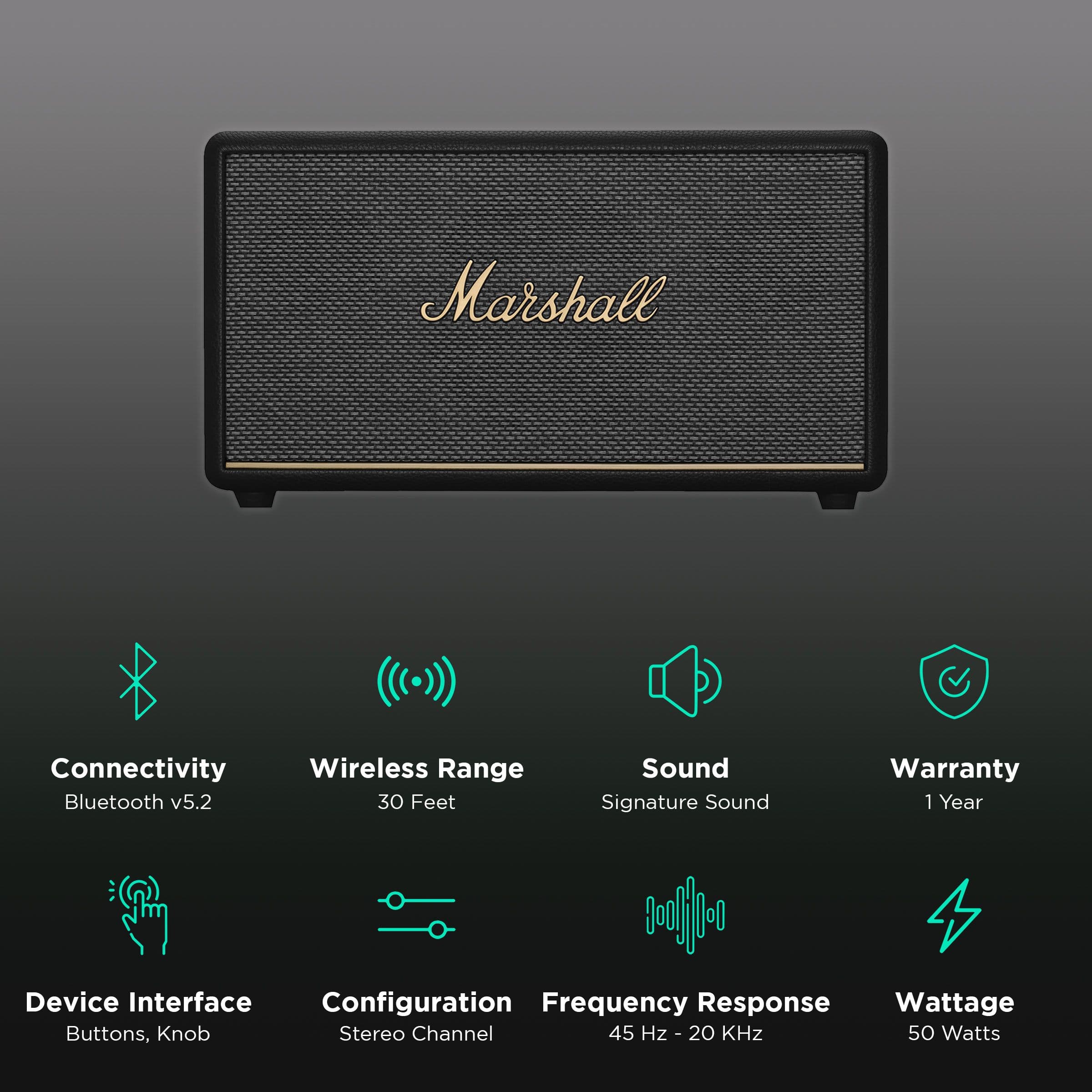 Marshall Stanmore III Bluetooth Speaker (Signature Sound, Stereo Channel, Black)
