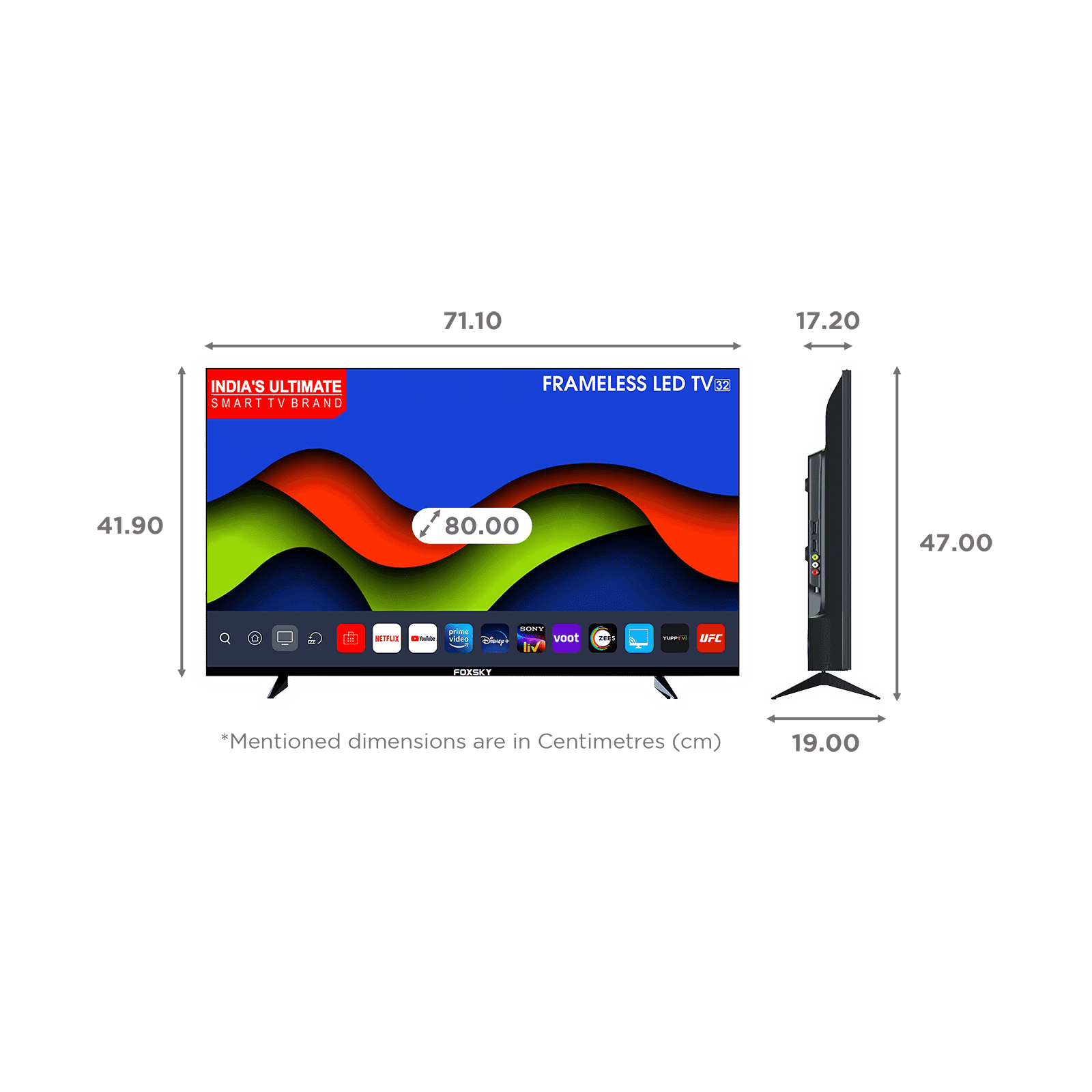 Foxsky 80 cm (32 Inches) Full HD LED Android Smart TV (A+ Grade Panel, 32FSELS Pro, Black)