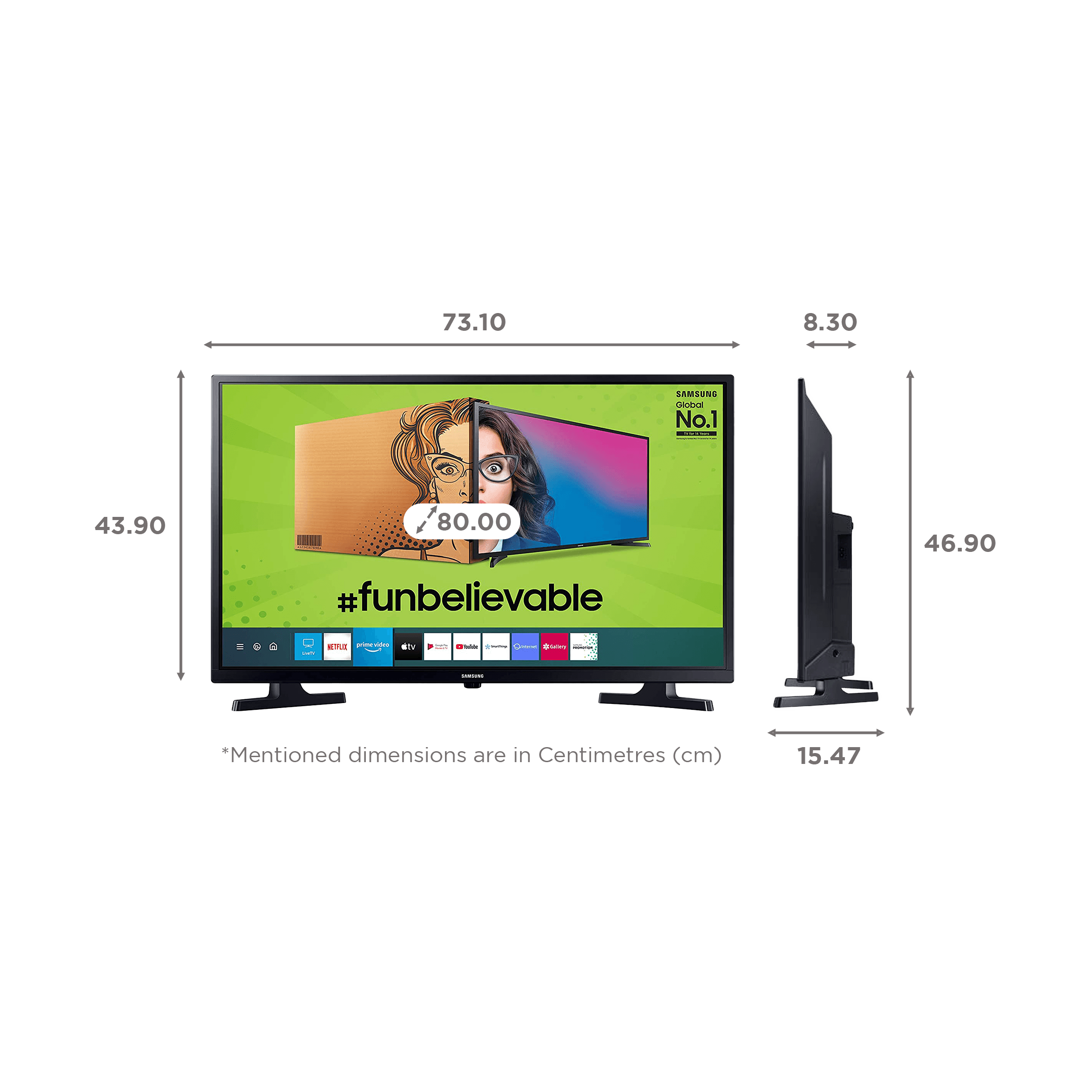 SAMSUNG Series 4 80 cm (32 inch) HD LED Smart Tizen TV with Hyper Real Picture Engine (2020 model)