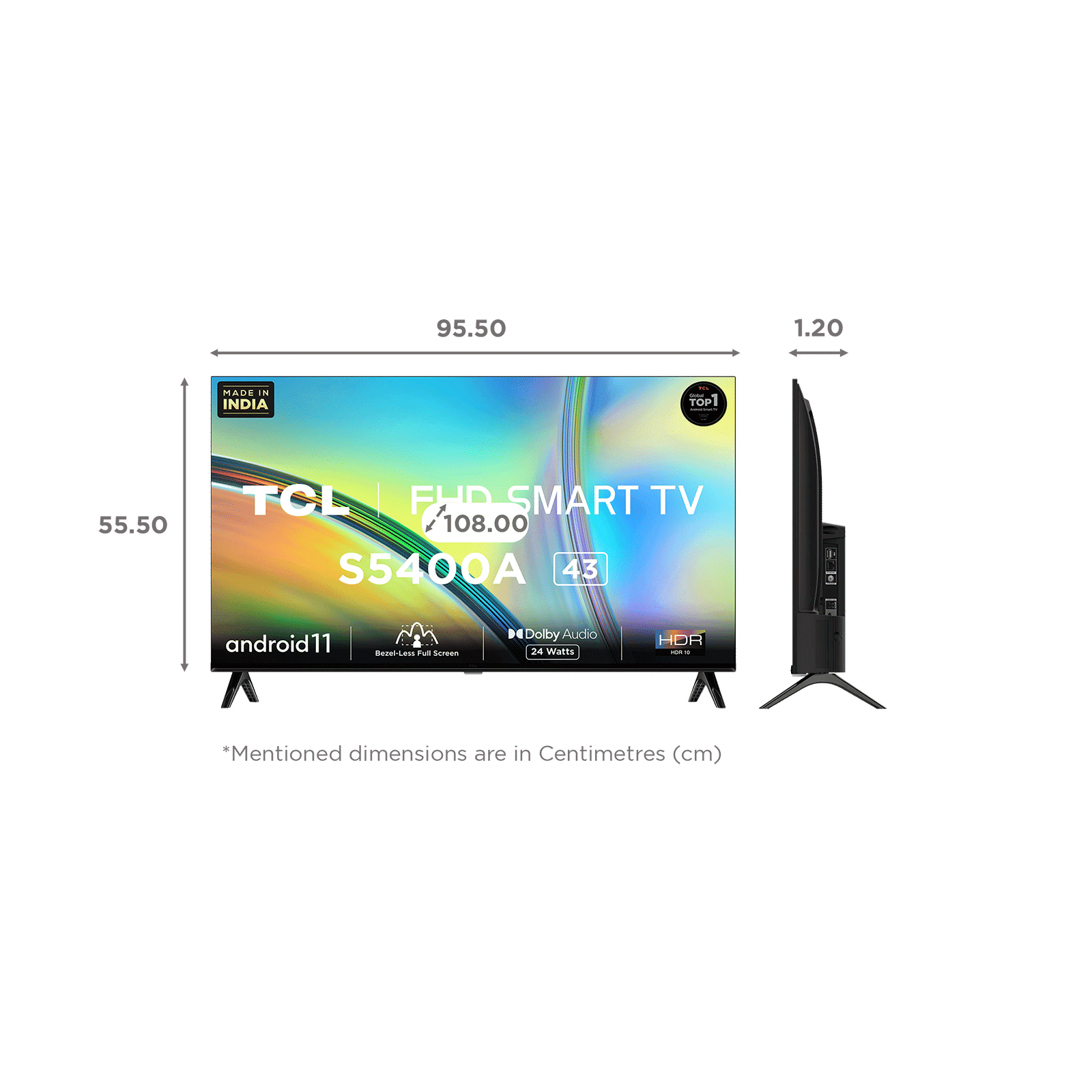 TCL 43S5400A 108 cm (43 inch) Full HD LED Smart Android TV with Dolby Audio (2023 model)