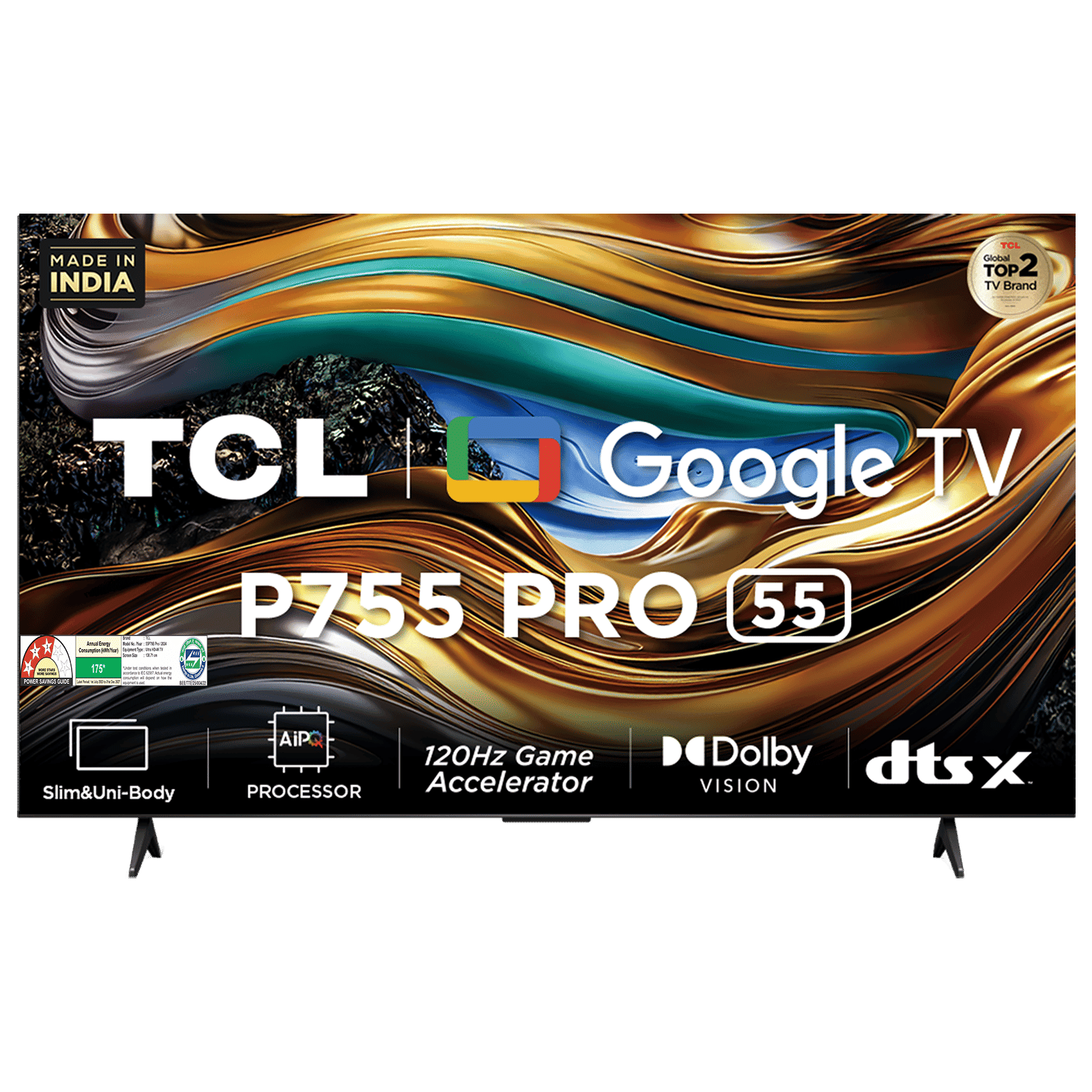 TCL P755 Pro 139.7 cm (55 inch) 4K QLED Smart Google TV with Dolby Atmos (2024 model)