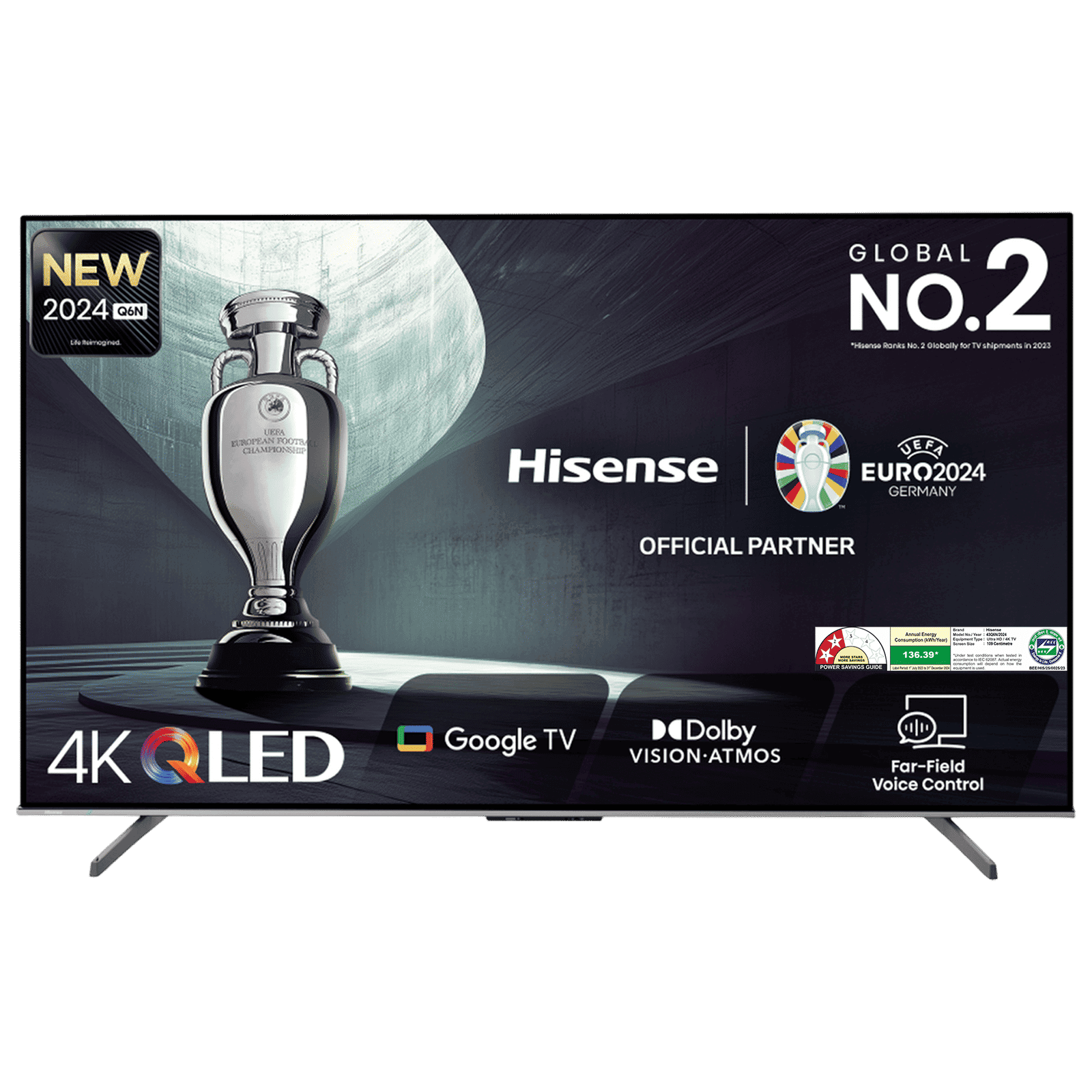 Hisense Q6N 108 cm (43 inch) QLED 4K Ultra HD Google TV with Dolby Vision and Dolby Atmos (2024 model)