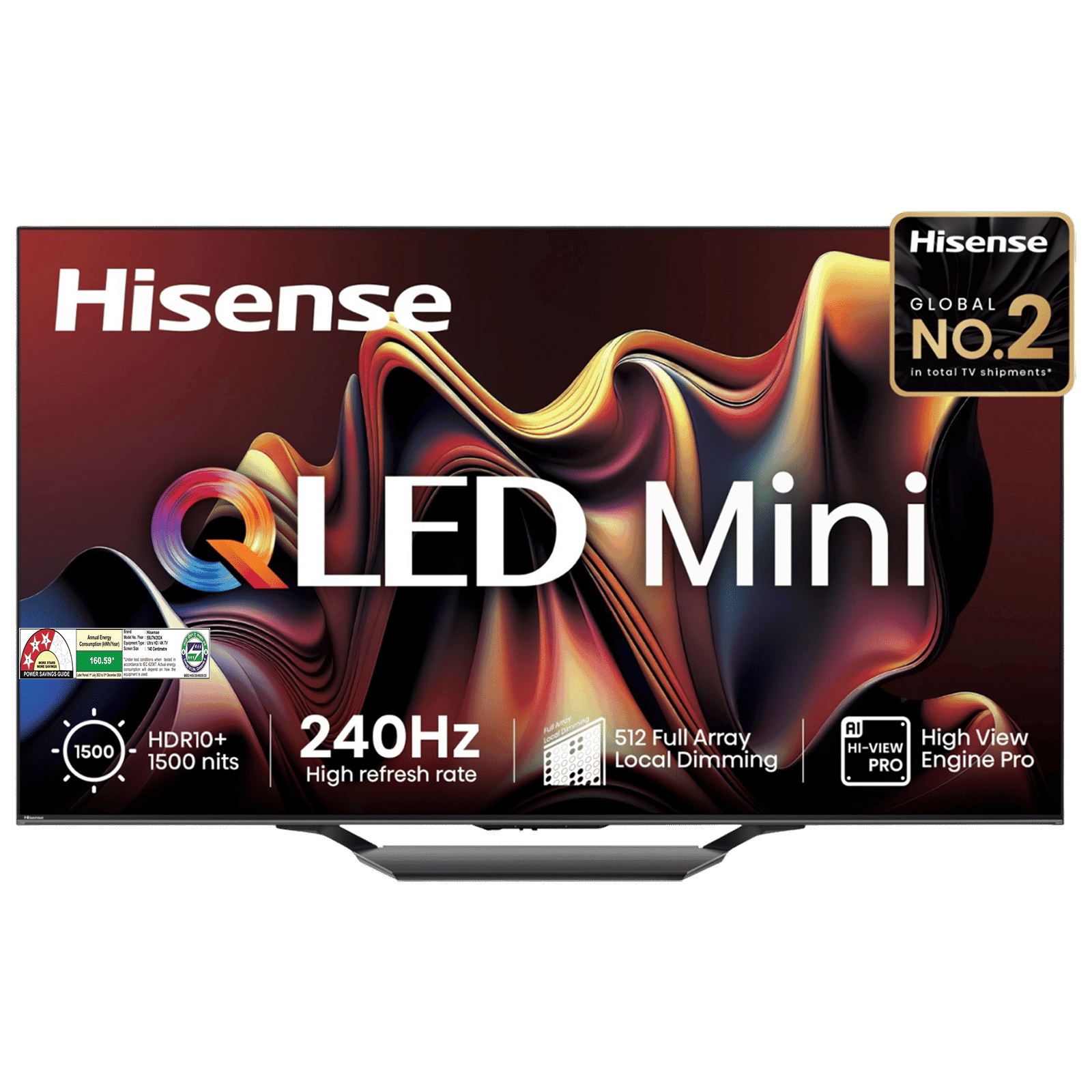 Hisense U7N 139.7 cm (55 inch) Mini QLED 4K Ultra HD VIDAA TV with Dolby Vision and Dolby Atmos (2024 model)
