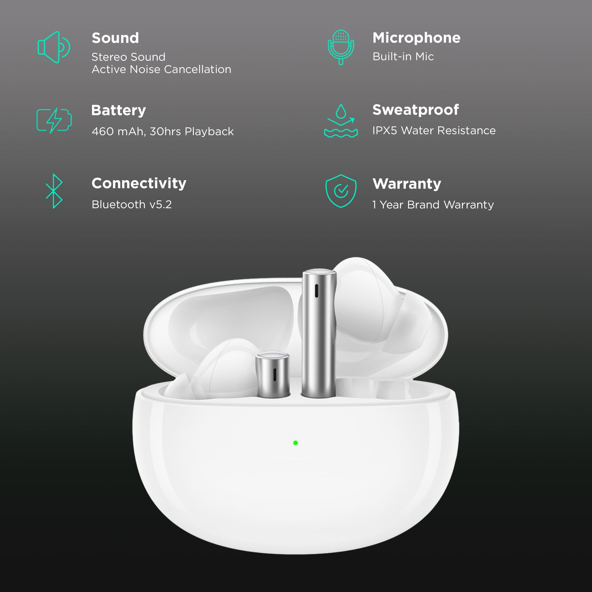 Realme Buds Air 3 In-Ear Active Noise Cancellation Truly Wireless Earbuds with Mic (Bluetooth 5.2, IPX5 Water Resistant, RMA2105, Galaxy White)