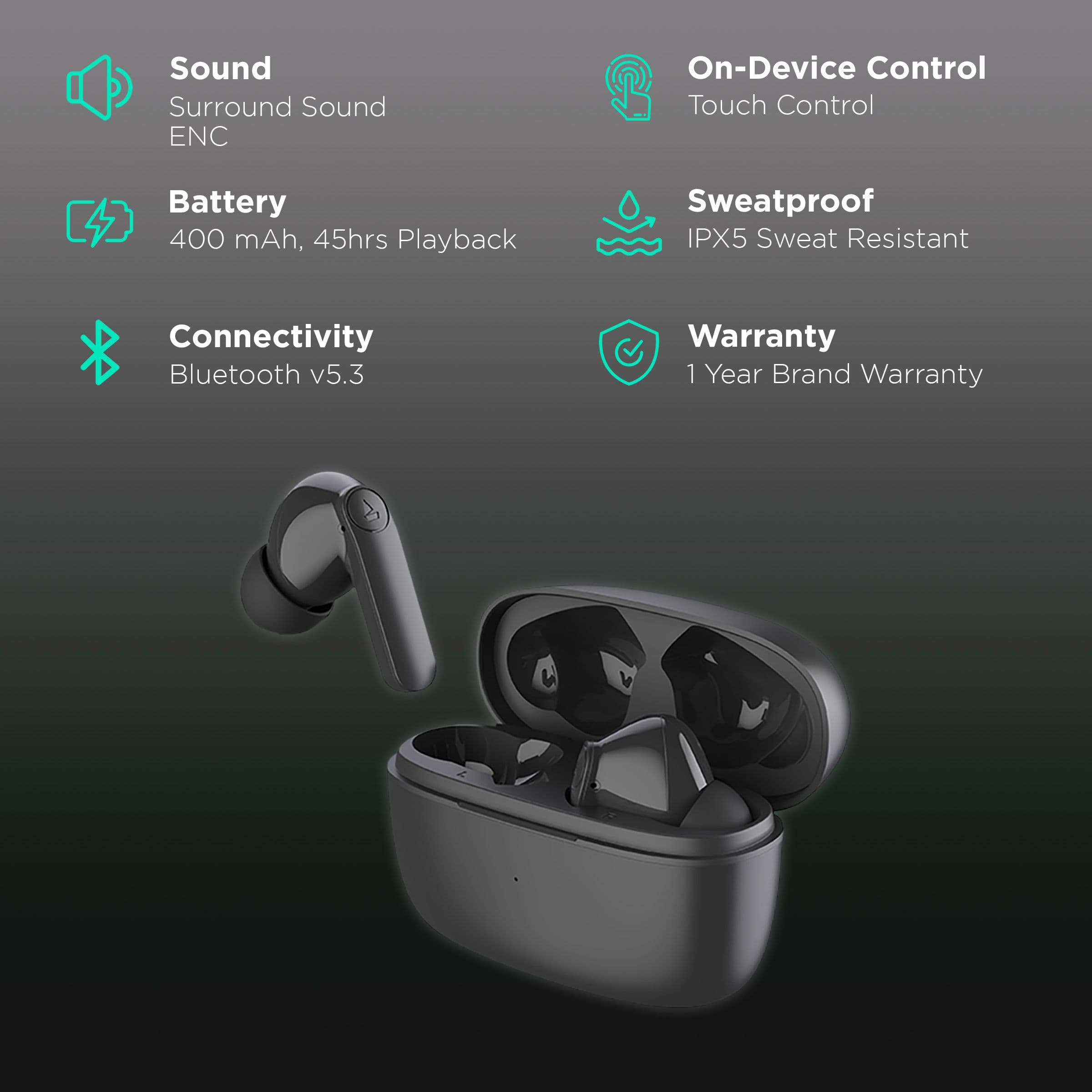 boAt Airdopes 131 Pro TWS Earbuds with Environmental Noise Cancellation Technology (IPX5 Water Resistant, ASAP Charge, Black)