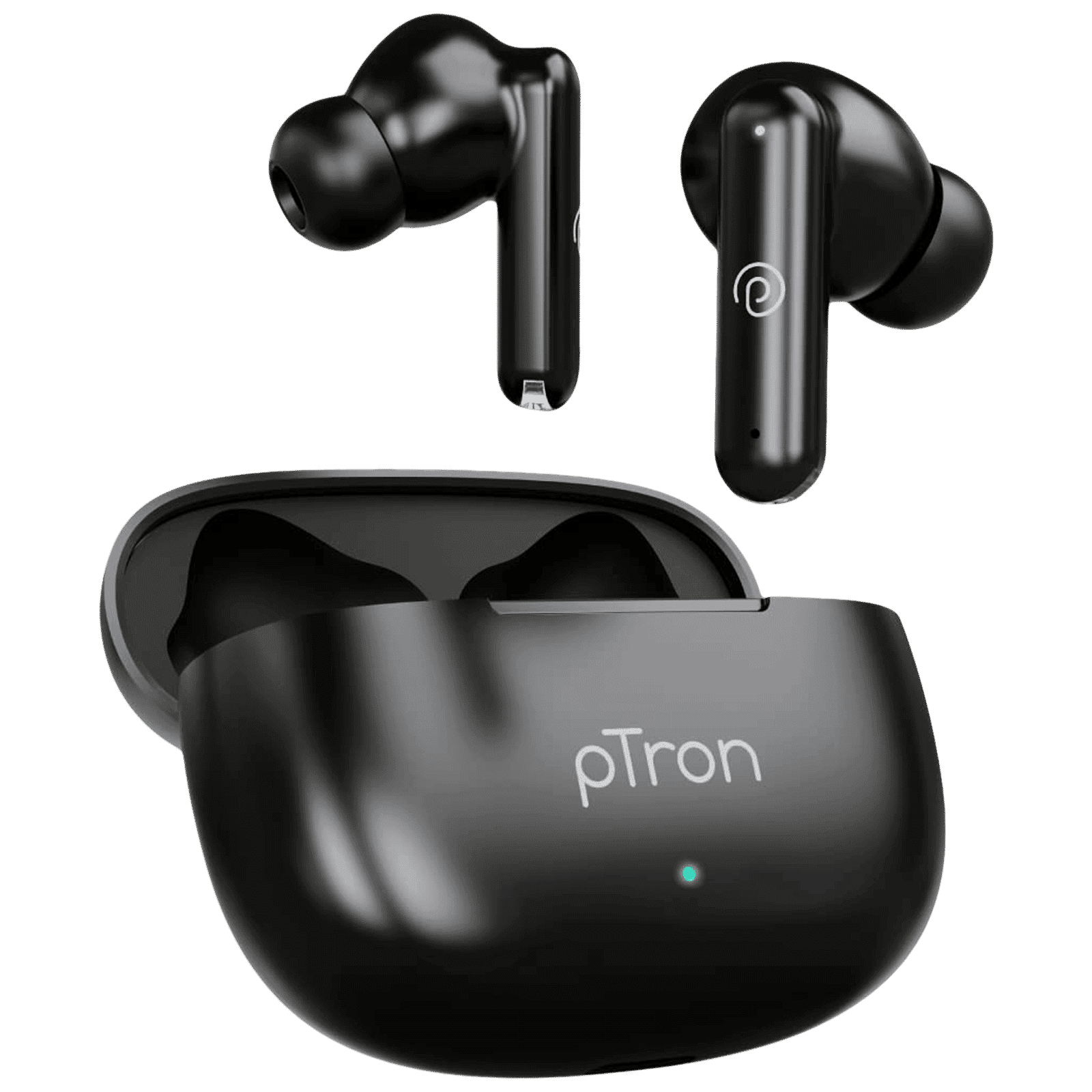 pTron Bassbuds Air 140318669 TWS Earbuds with Passive Noise Cancellation (IPX4 Water Resistant, Touch Control, Black)