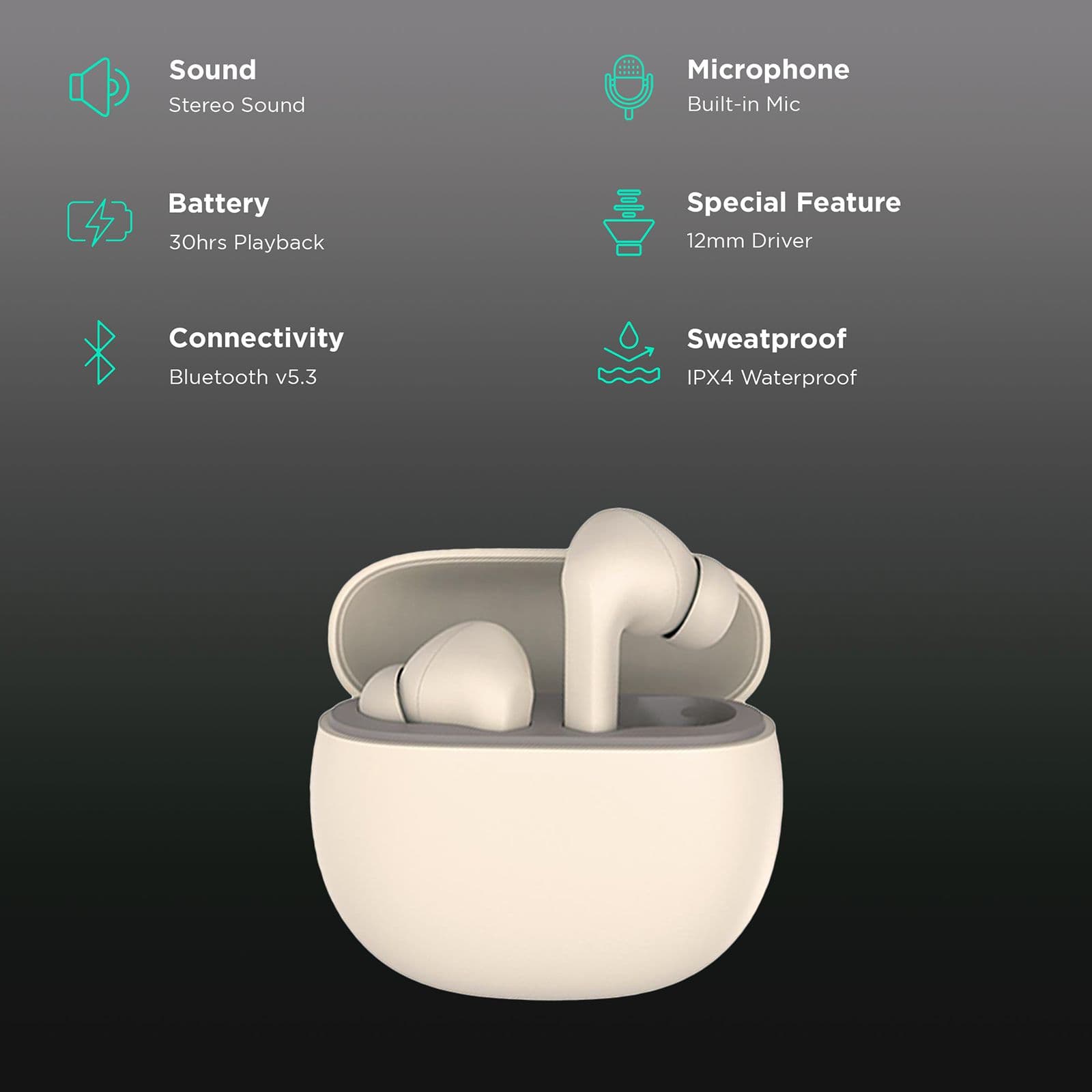 Redmi Buds 4 Active TWS Earbuds with Environmental Noise Cancellation (IPX4 Water Resistant, Fast Charging, Air White)