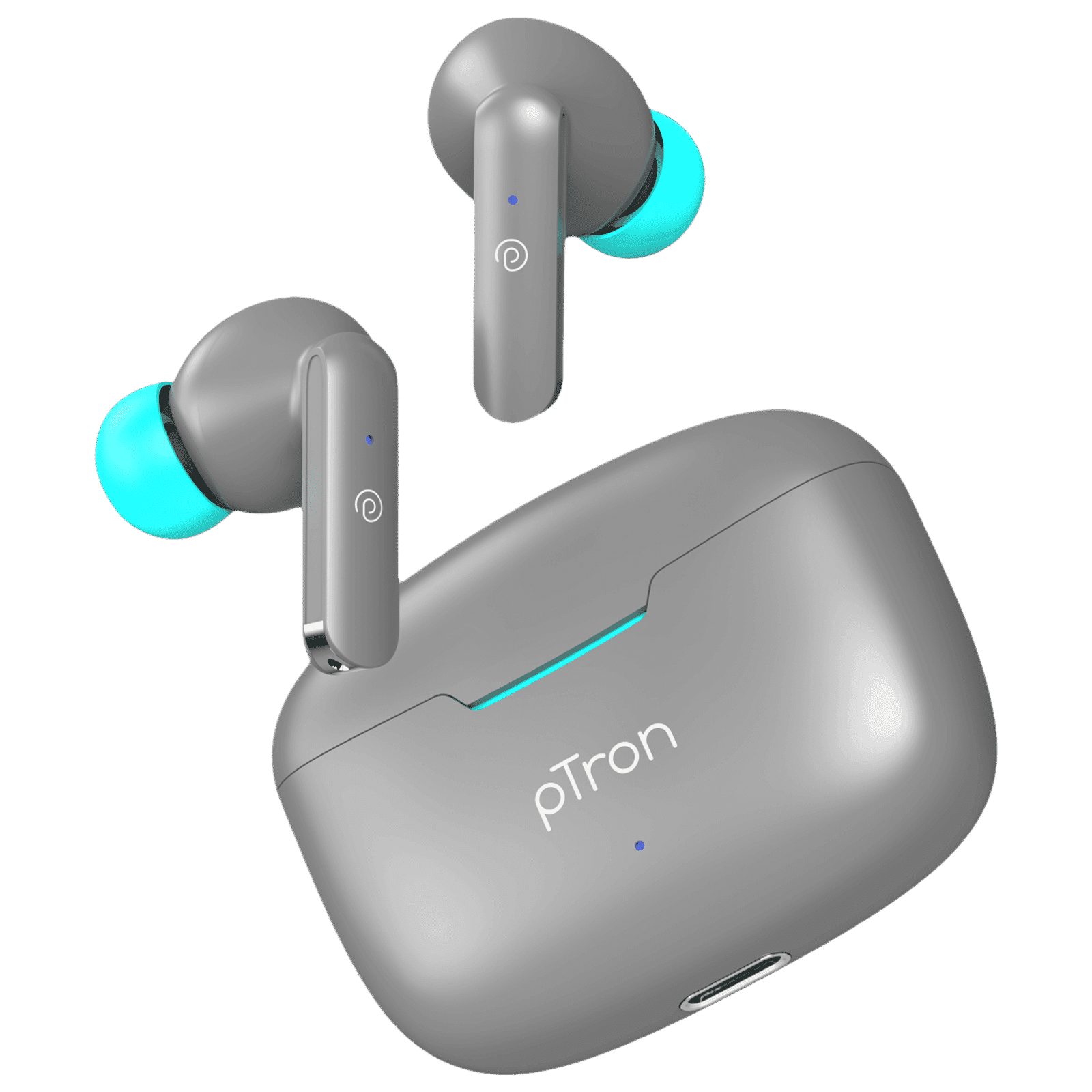pTron Bassbuds Air TWS Earbuds with Passive Noise Cancellation (IPX4 Water Resistant, Touch Control, Grey)