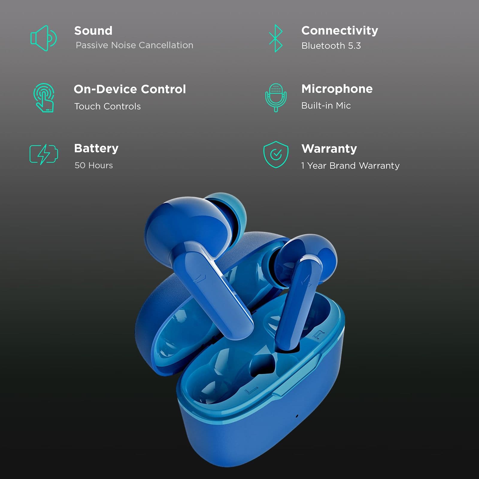 boAt Airdopes Ultra Plus TWS Earbuds with Passive Noise Cancellation (IPX5 Sweat Resistant, ASAP Charge, Sporty Blue)