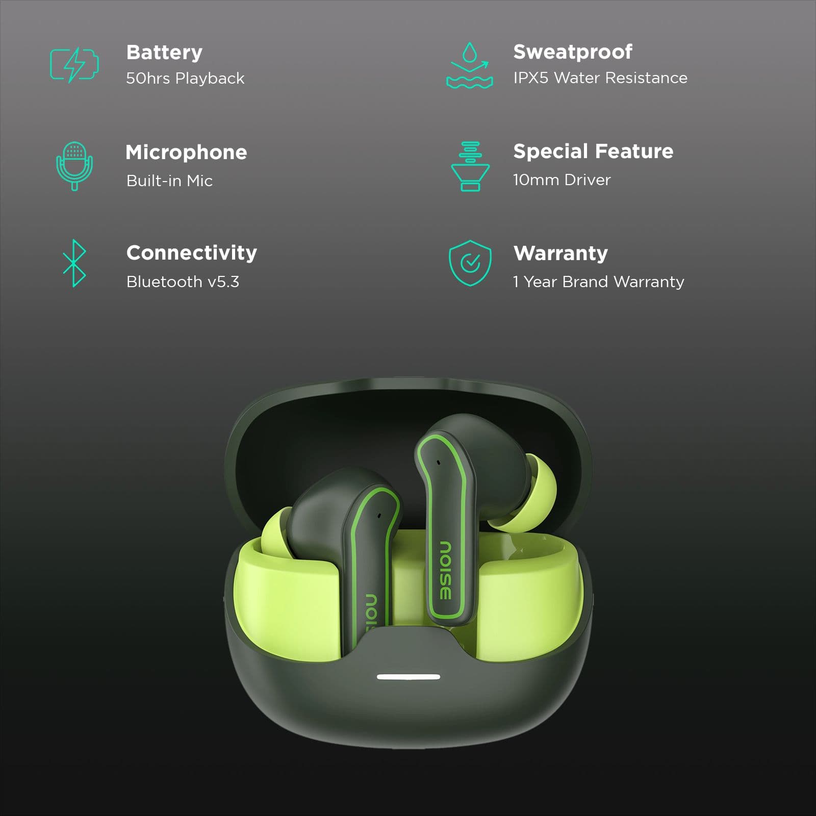 noise Pop Buds TWS Earbuds with Environmental Noise Cancellation (IPX5 Water Resistant, Hyper Sync, Moon Pop)