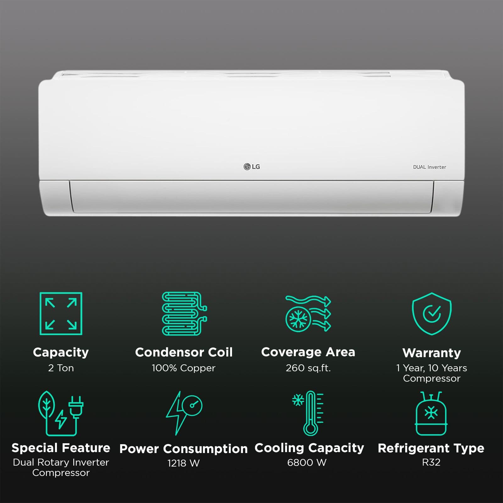 LG 6 in 1 Convertible 2 Ton 3 Star Dual Inverter Split AC with 4 Way Swing (2025 Model, Copper Condenser, US-Q24ENXE.ANLG)