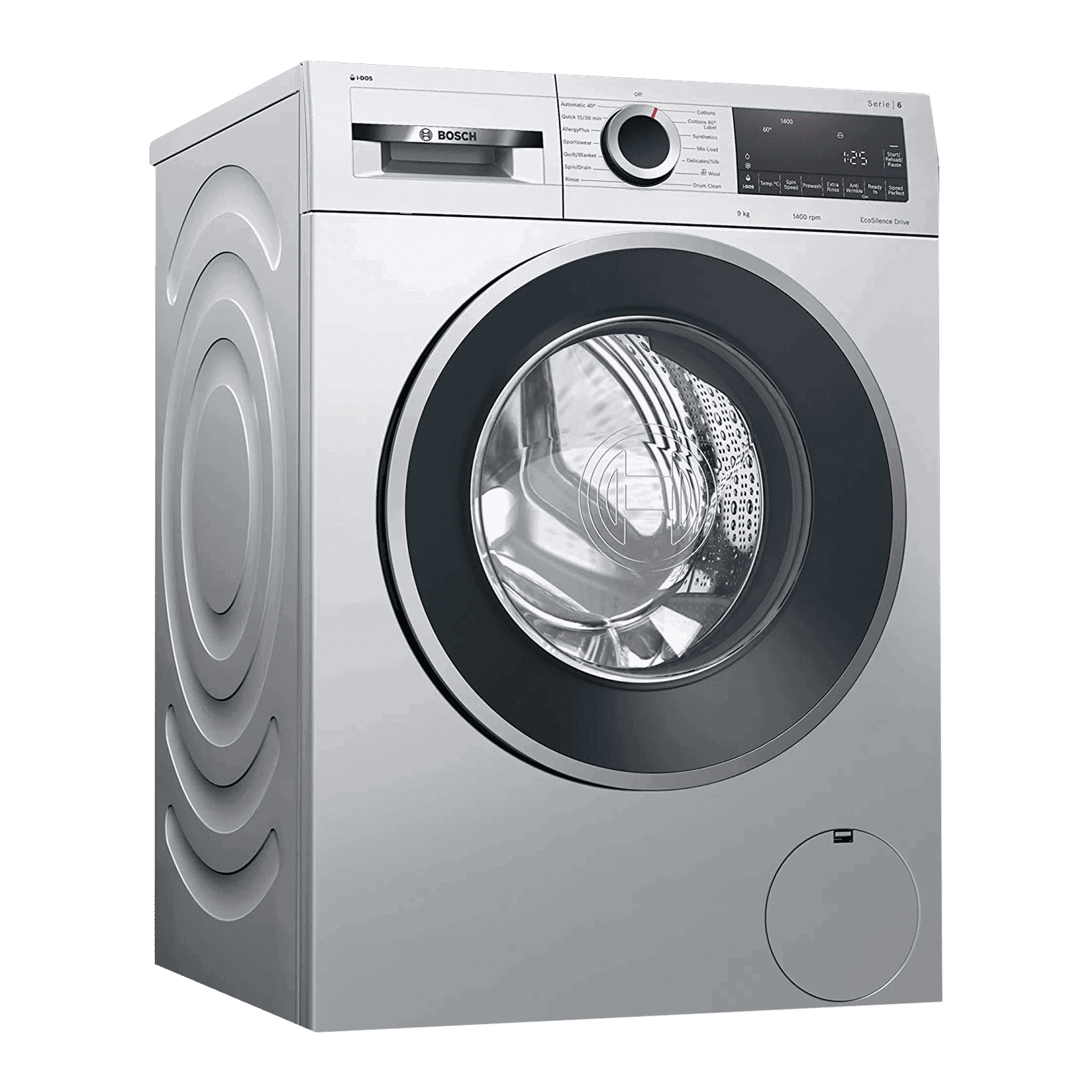 Bosch 9 kg 5 Star Fully Automatic Front Load Washing Machine (Series 6, WGA244ASIN, EcoSilence Drive, Platinum Silver)